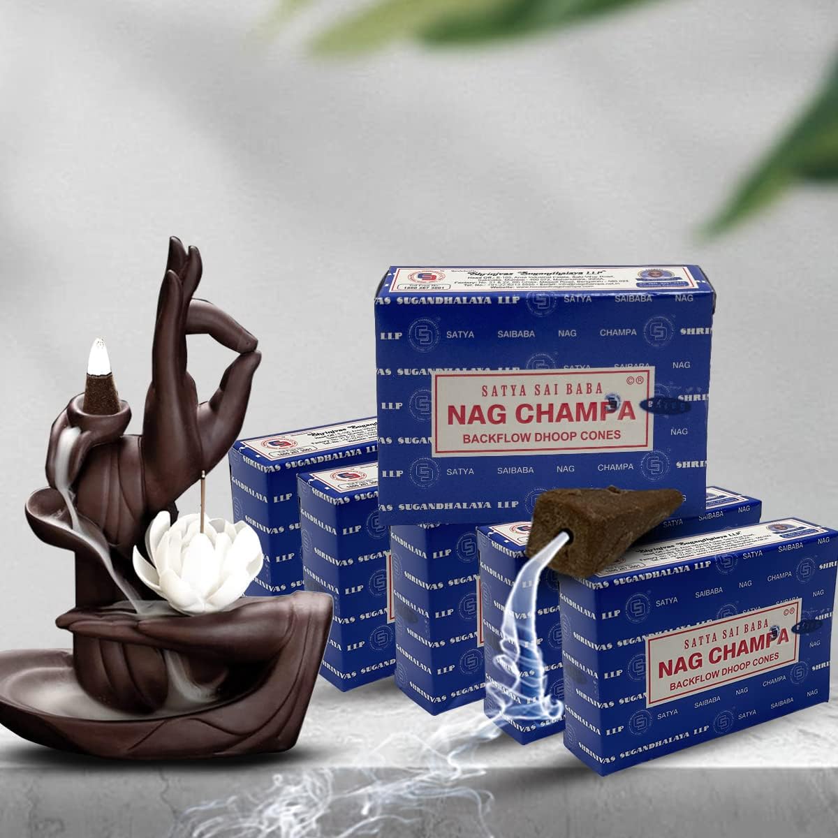 Nag Champa Incense Cones with Mat - Pack of 6