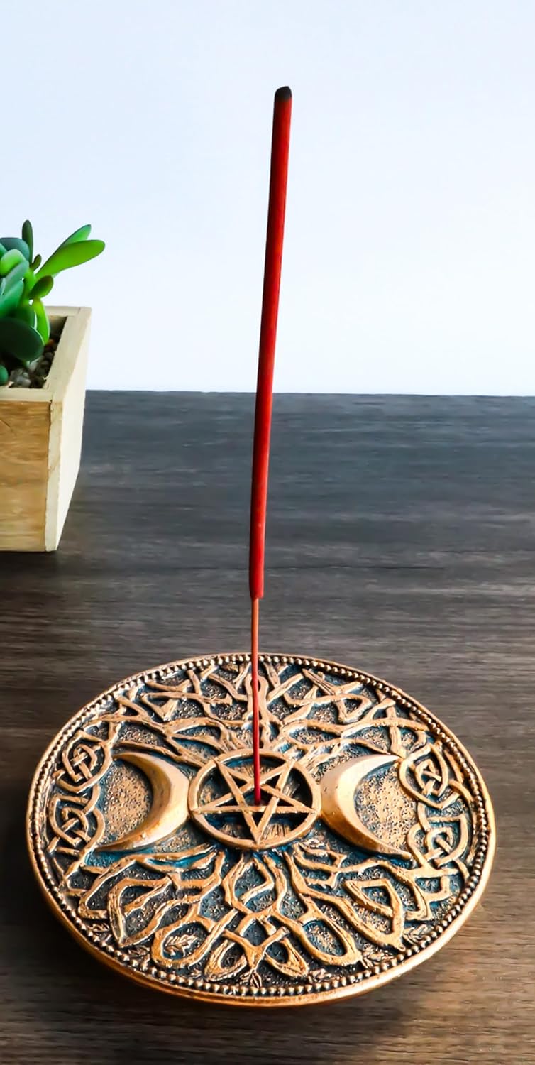Ebros Gift Triple Moon Pentagram Incense Burner