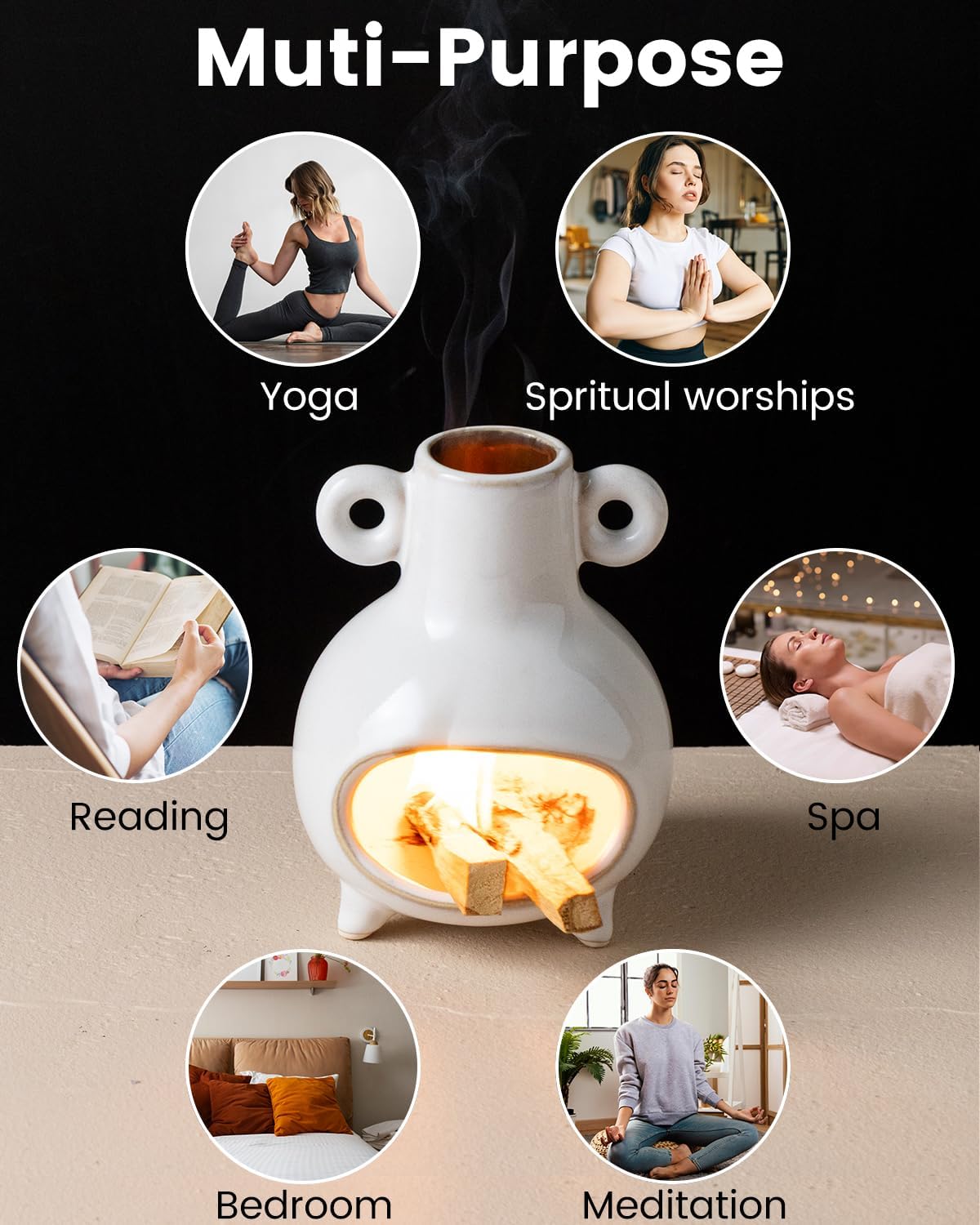 Mini Palo Santo Holder Burner White Ceramic Incense Stand