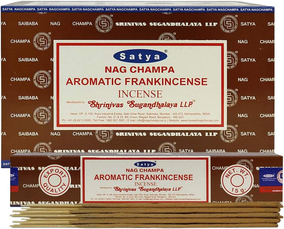 Satya Nag Champa Frankincense Incense Sticks 12 Boxes 15gms Each