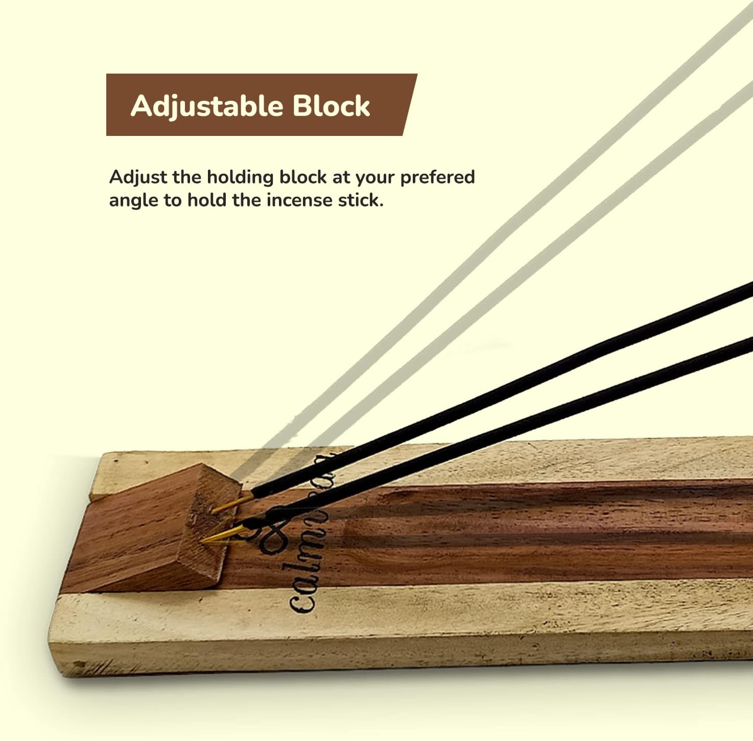 Rosewood Incense Holder for Sticks - 11 Inch Dual Burners with Cone Holder