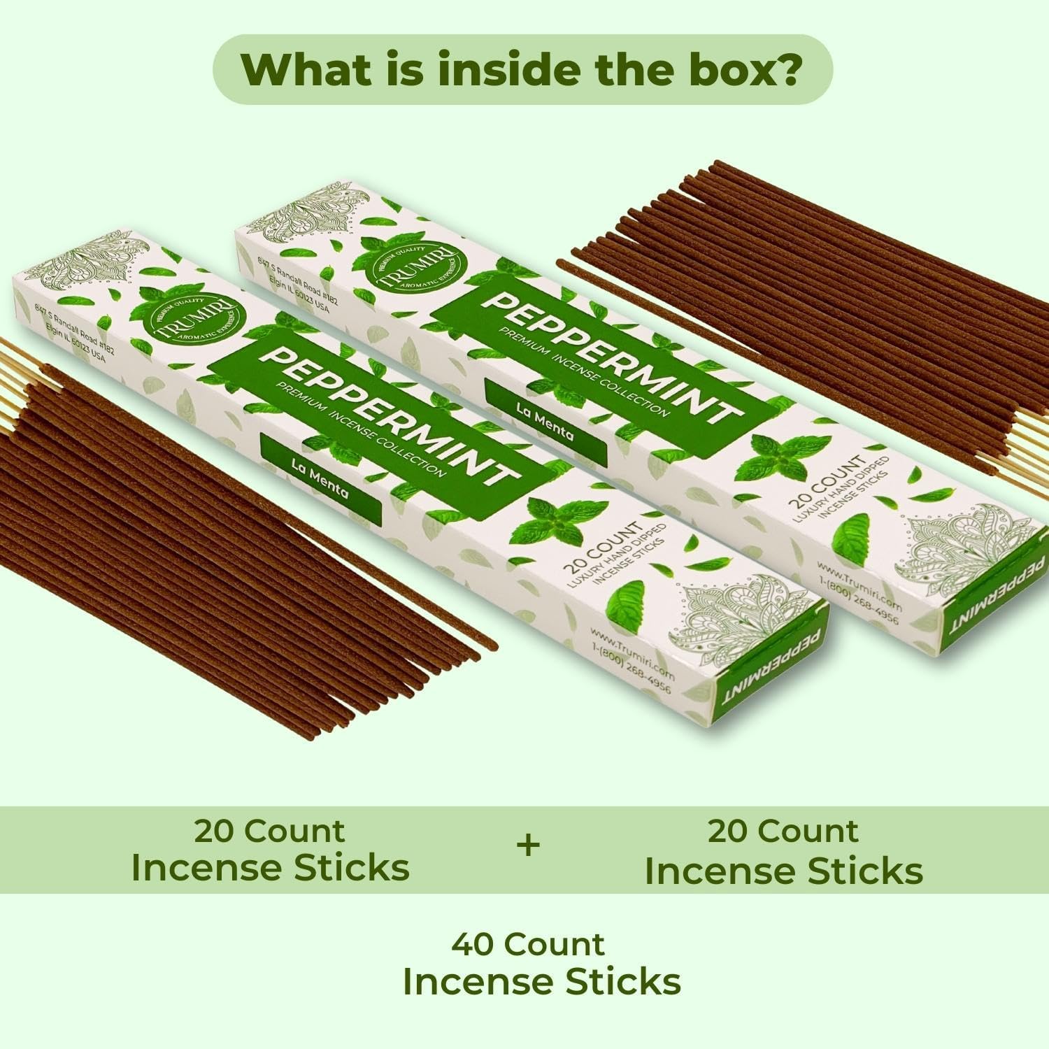 Peppermint Incense Sticks - 40 Sticks Dual Pack