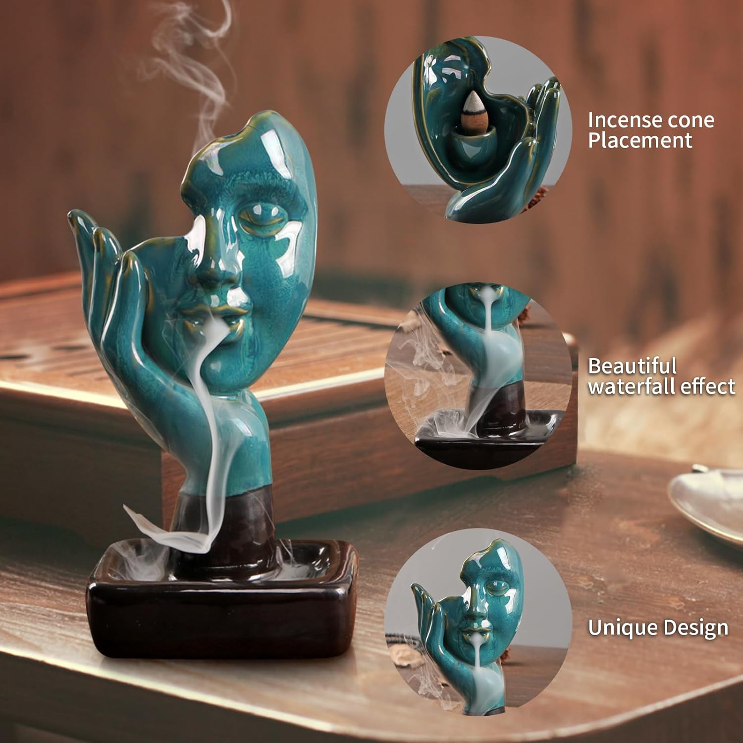 YYW Backflow Incense Burner with 20 Cones and 30 Sticks