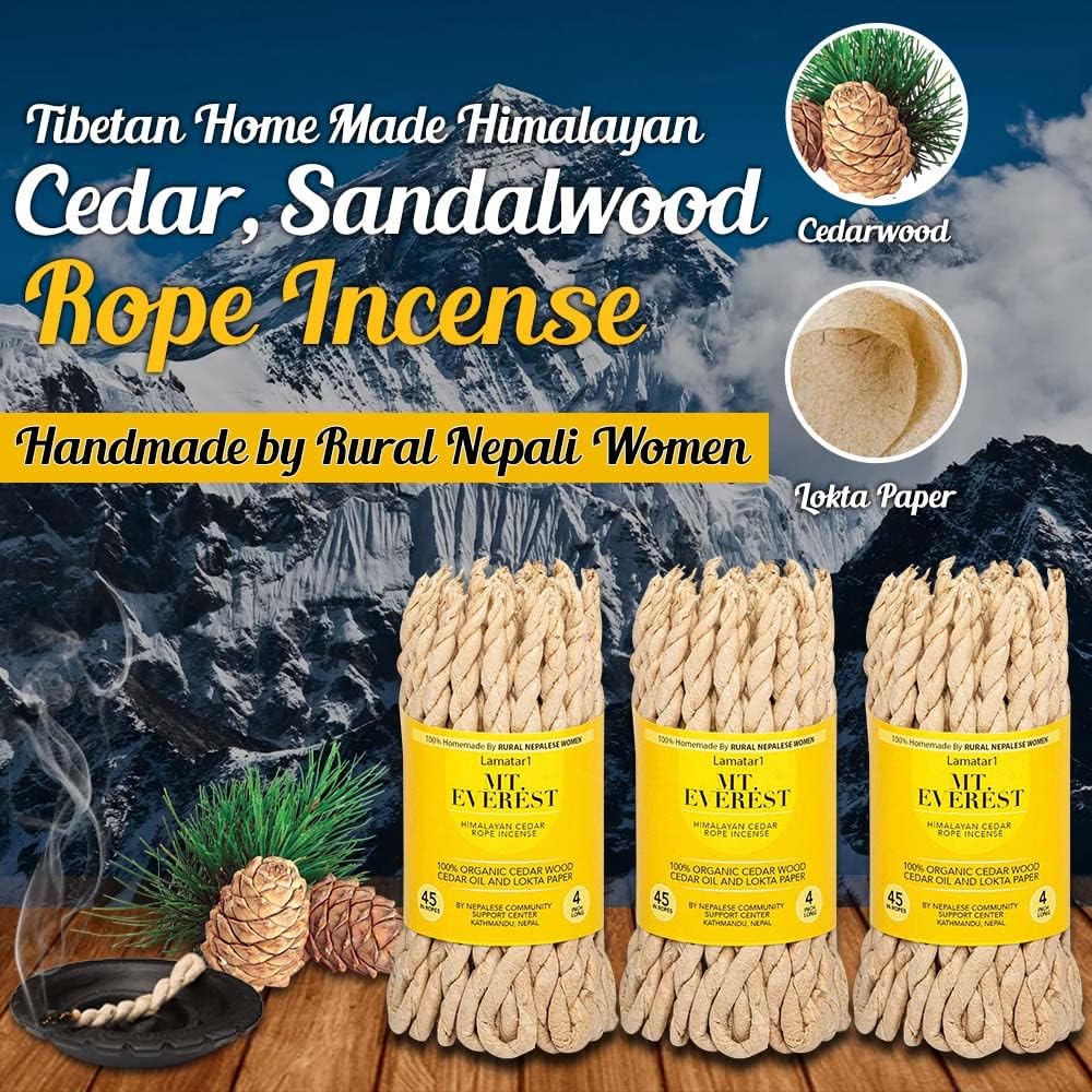 Himalayan Cedar Rope Incense Bundle 45 Ropes Natural Eco-Friendly