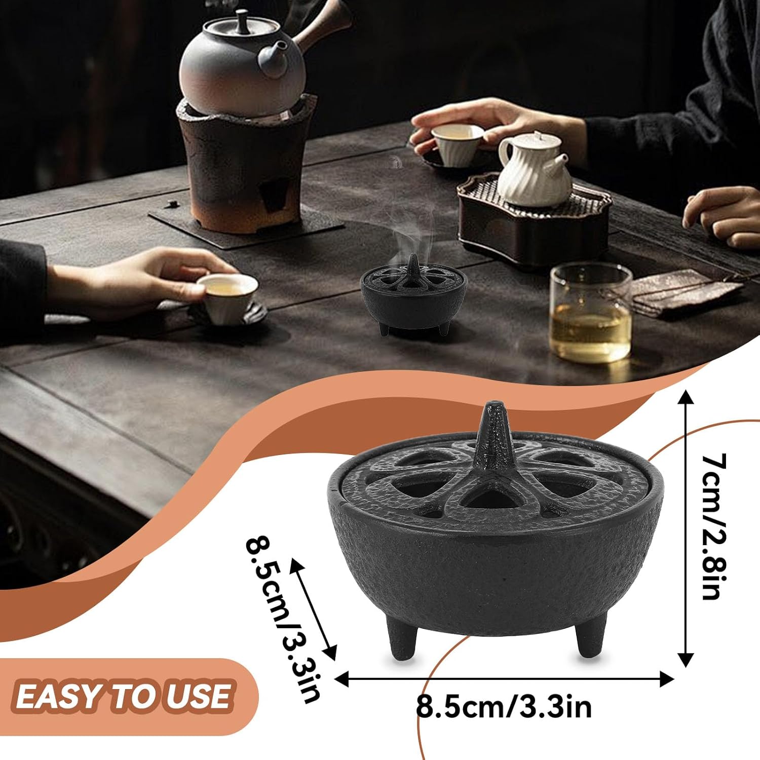Gsycle Incense Burner Cast Iron Lotus Shape Censer With Lid