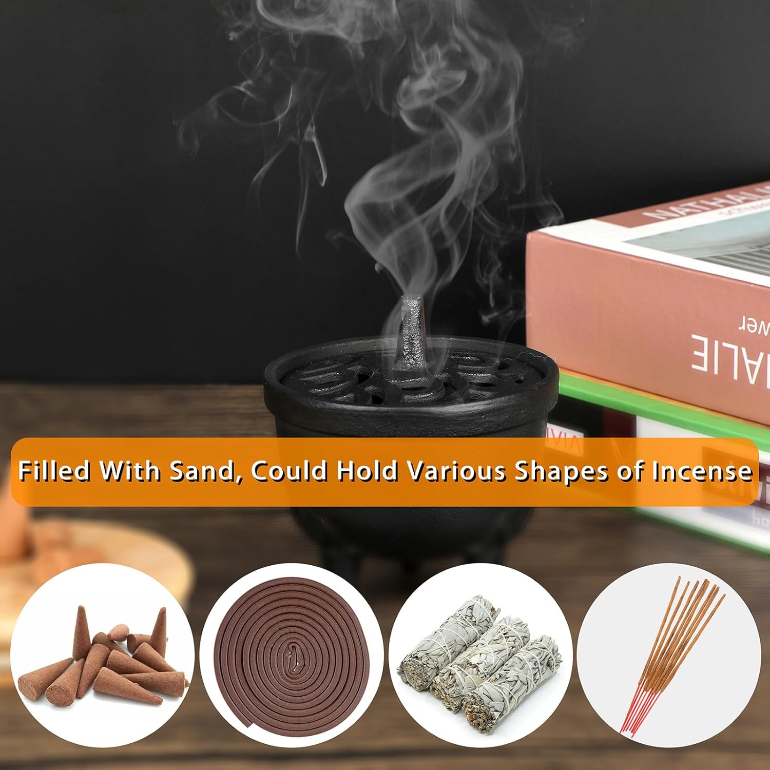 JUXYES Vintage Cast Iron Incense Burner