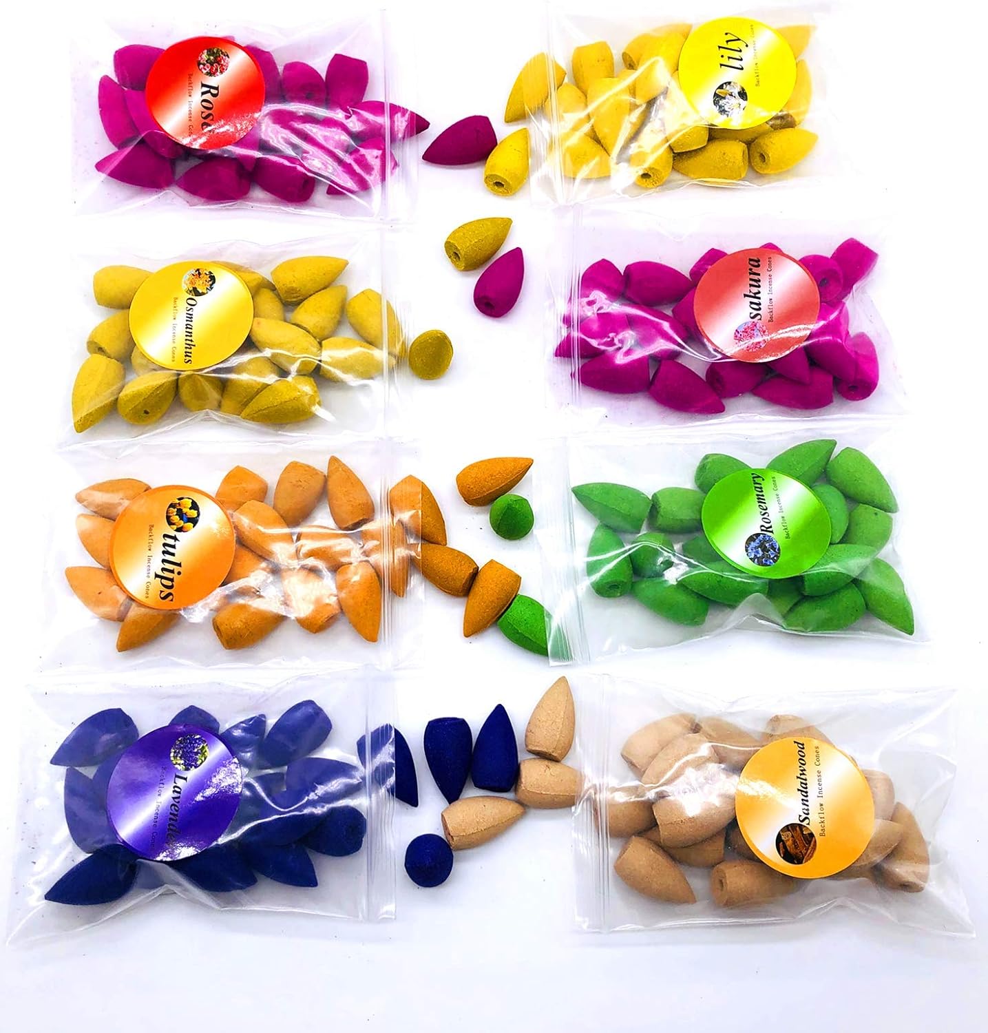 152 Pcs Backflow Incense Cones 8 Mixed Natural Scents