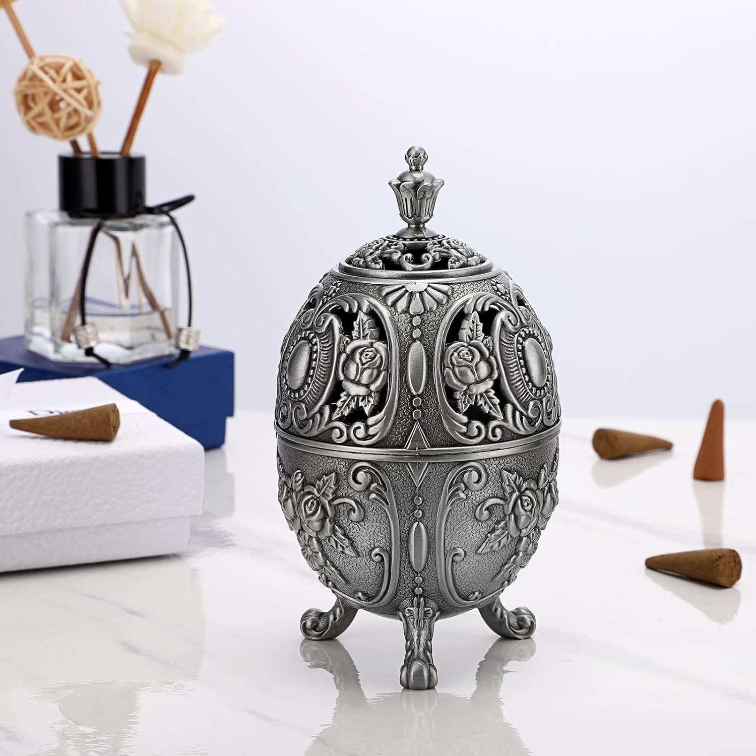 JUXYES Vintage Incense Burner Holder with Ash Catchers