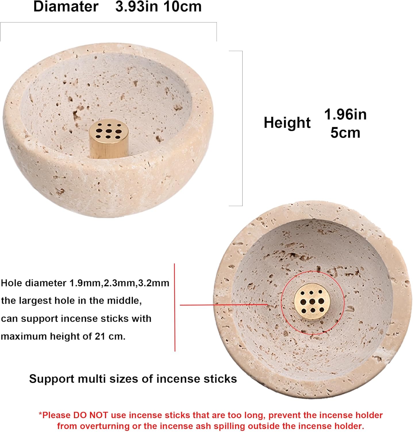 Handcrafted Limestone Incense Holder for Sticks and Cones