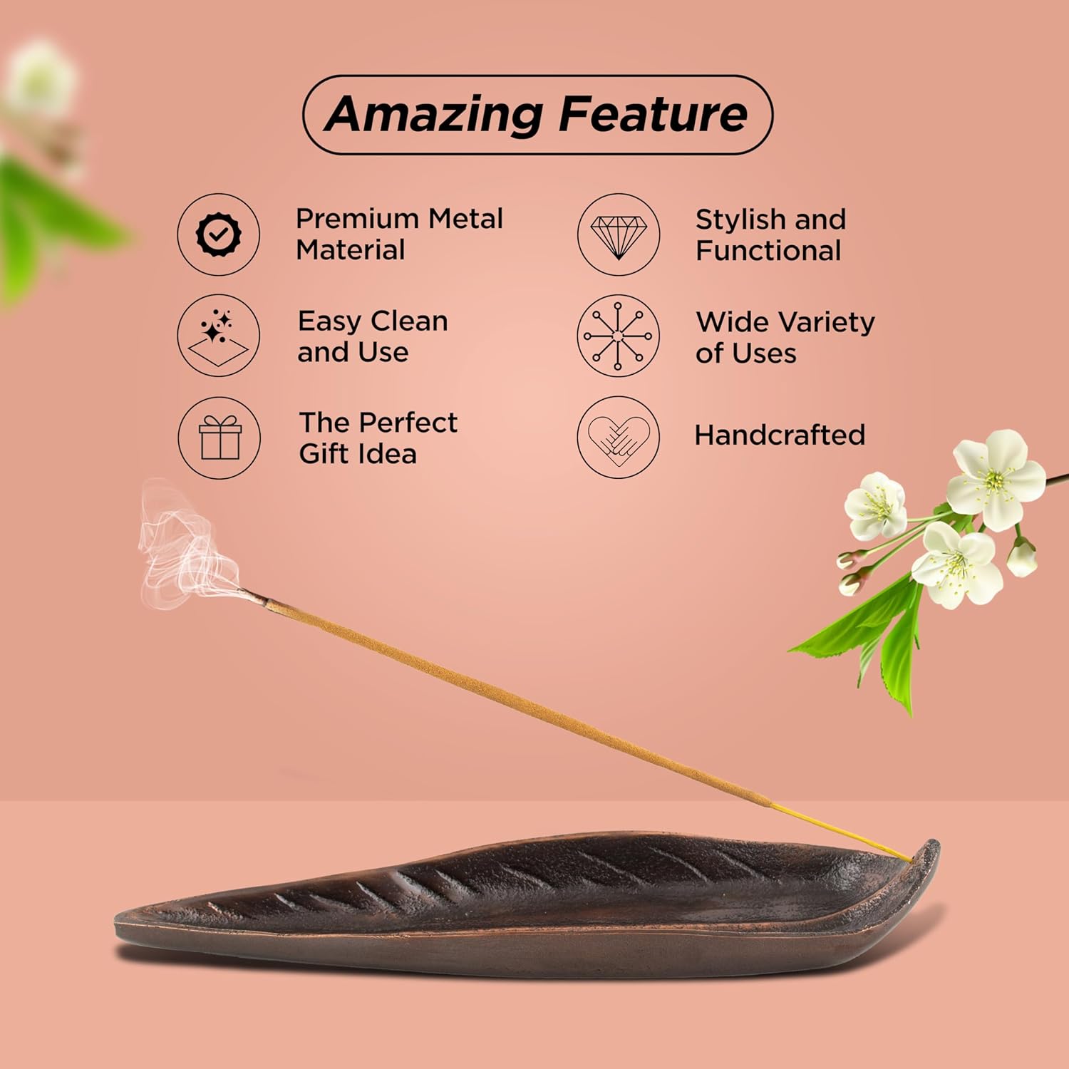 Raajsee Incense Holder Set with Nag Champa Incense Sticks