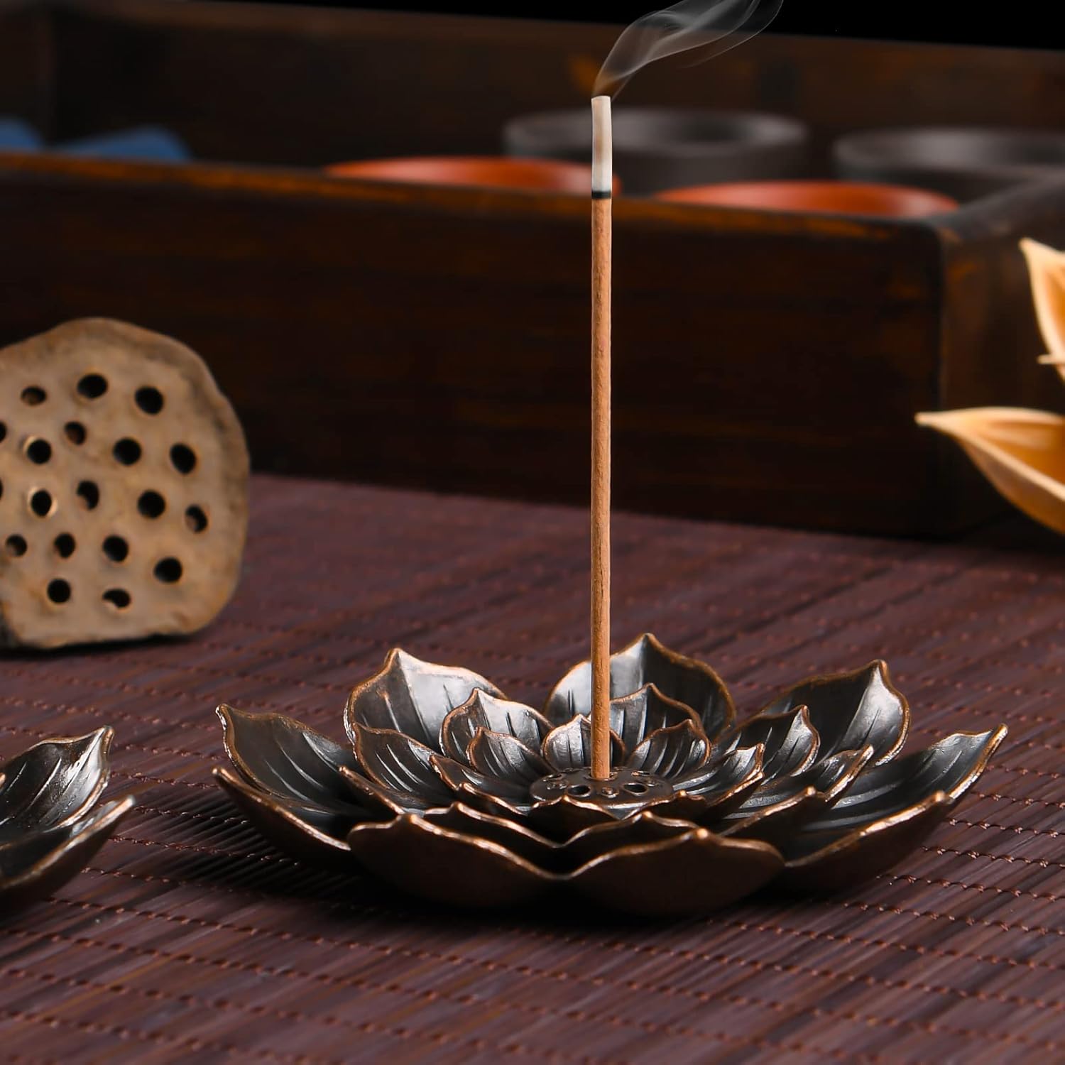 Incense Stick Holder with 5 Holes and Detachable Ash Catcher