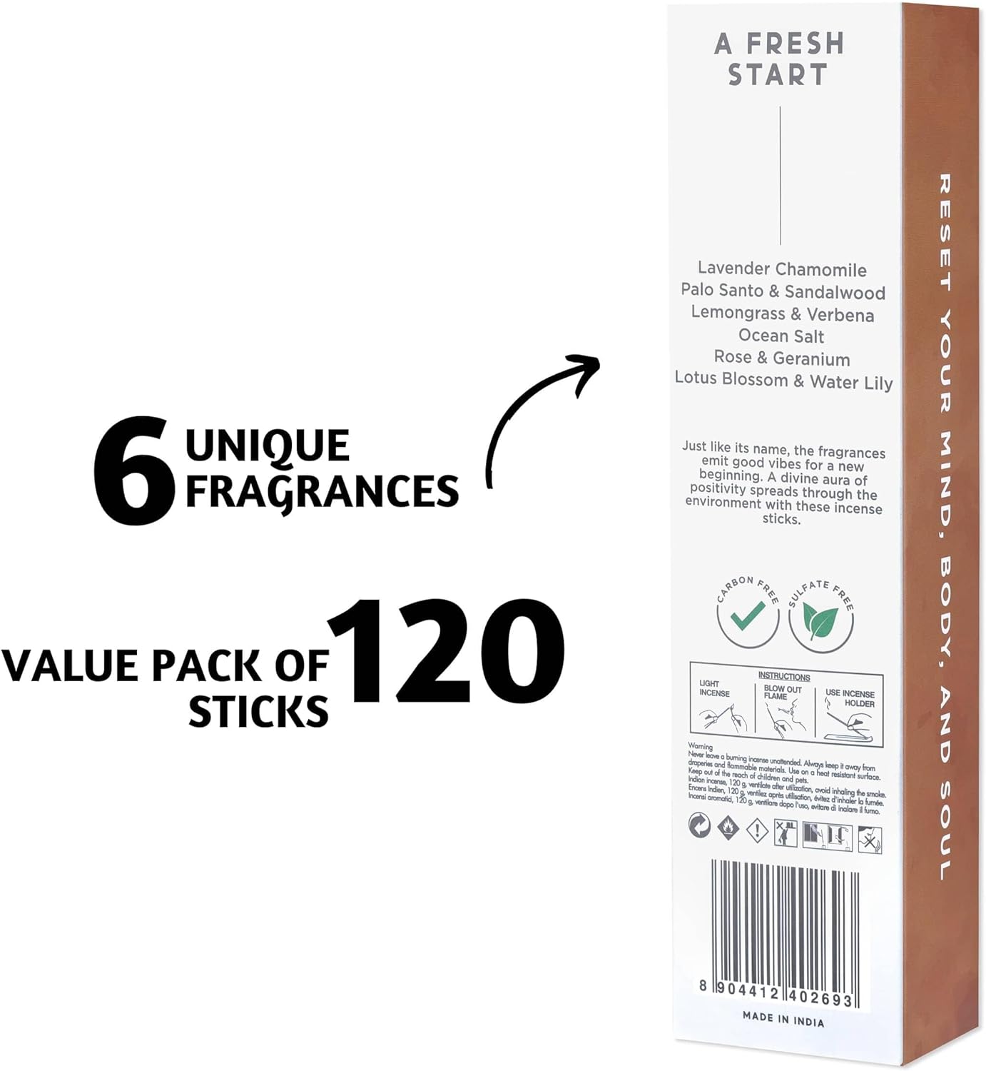 Folkulture Incense Sticks Set of 6 120 Sticks 45 Min Burn Time