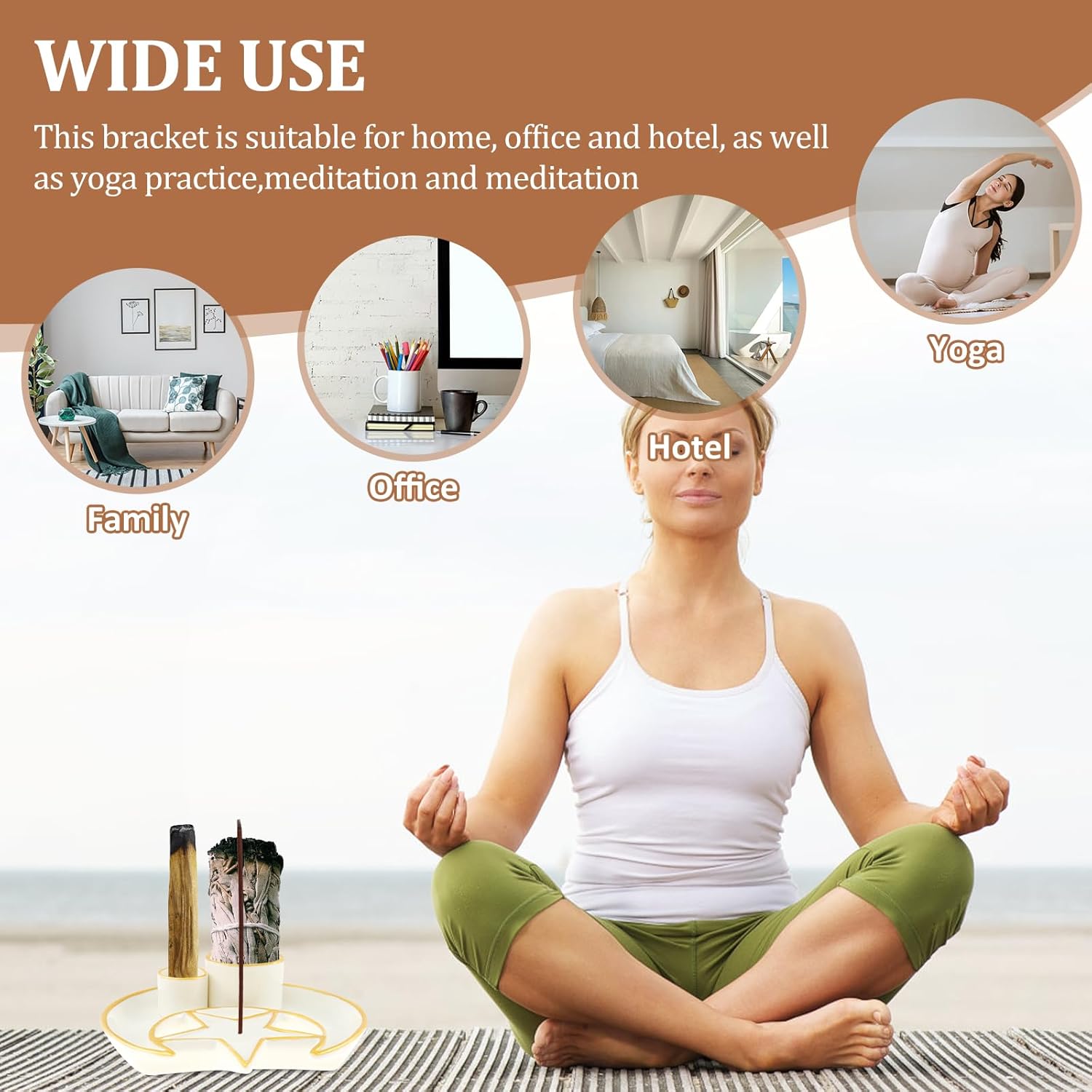 Multipurpose Incense and Candle Holder with Ash Catcher