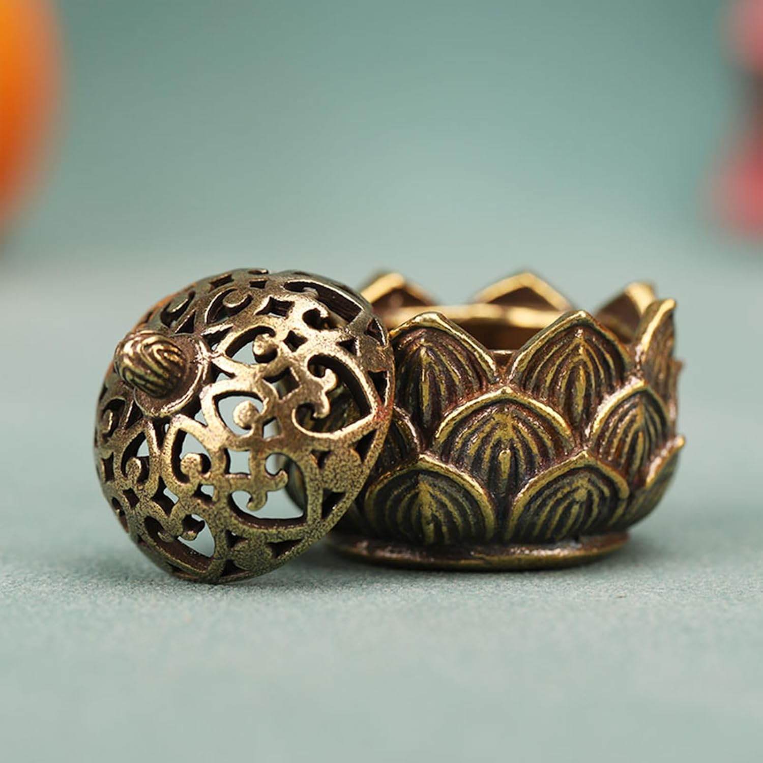 2 Pcs Mini Brass Lotus Incense Holder for Home Decor