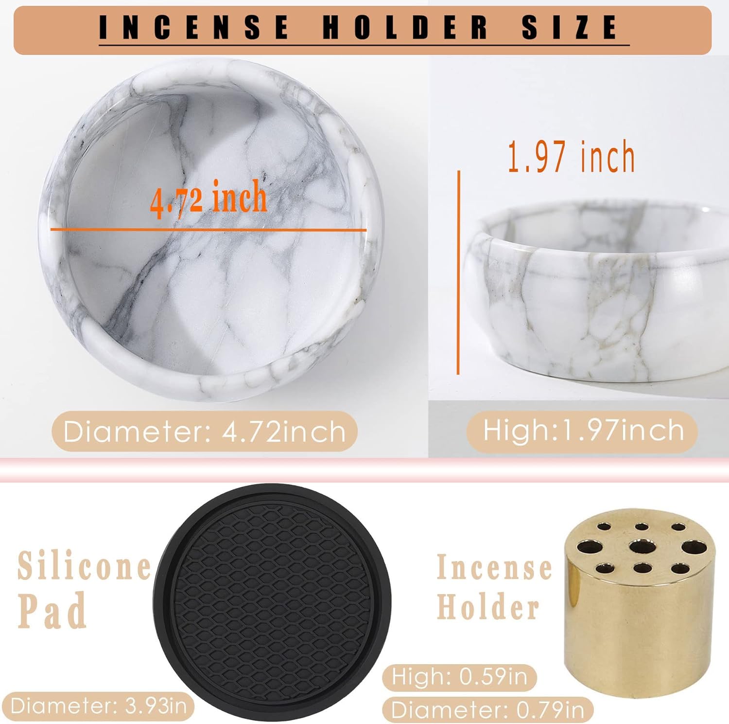 Natural Marble Incense Holder with 9 Holes 1