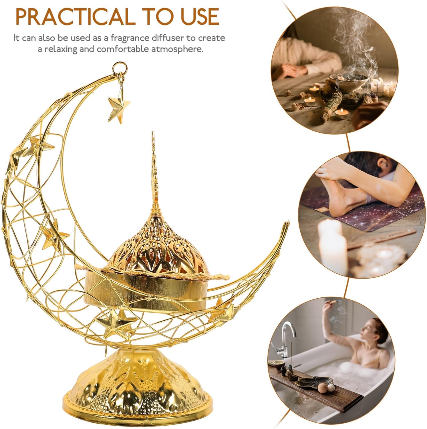 IMIKEYA Vintage Metal Incense Burner Aroma Lamp