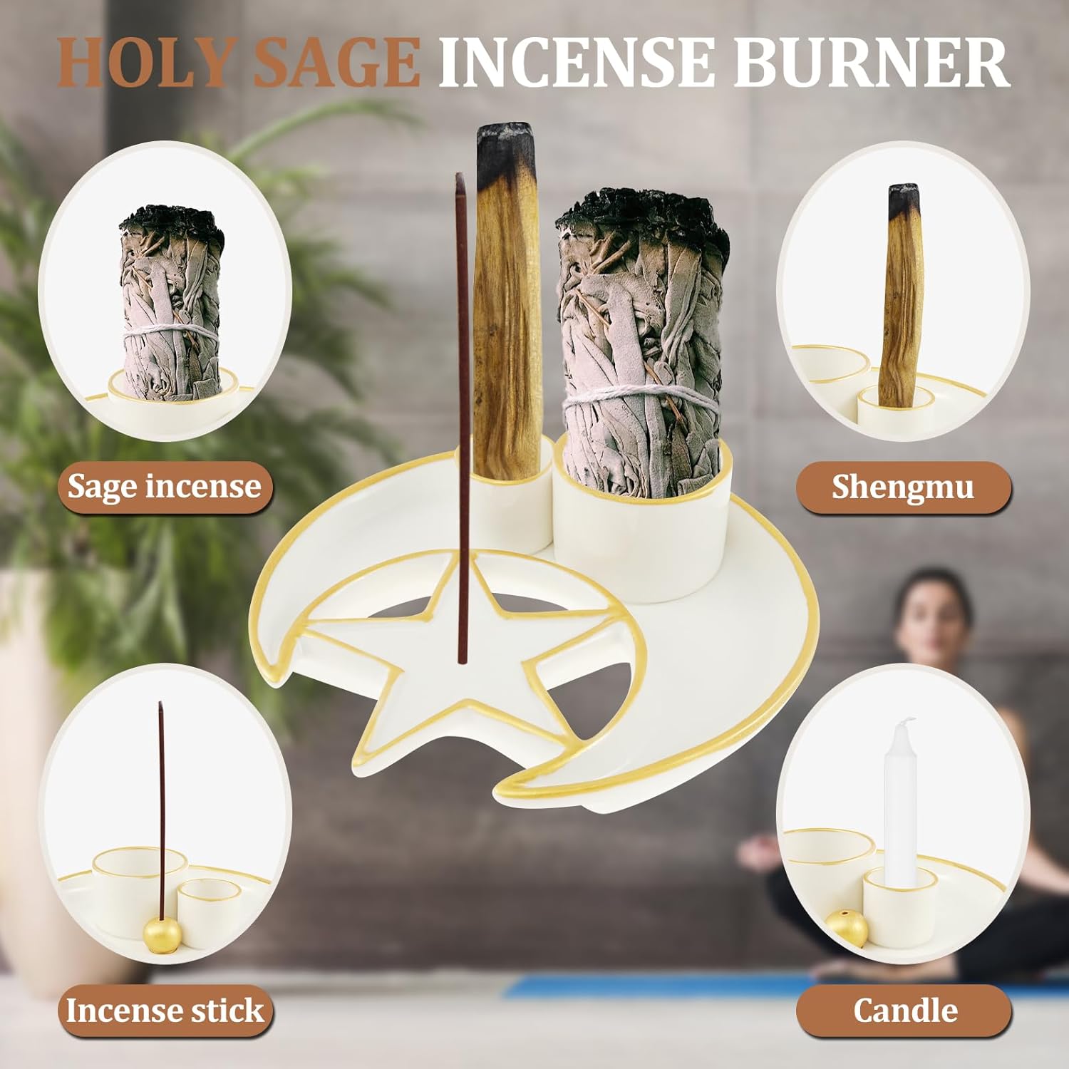 Multipurpose Incense and Candle Holder with Ash Catcher