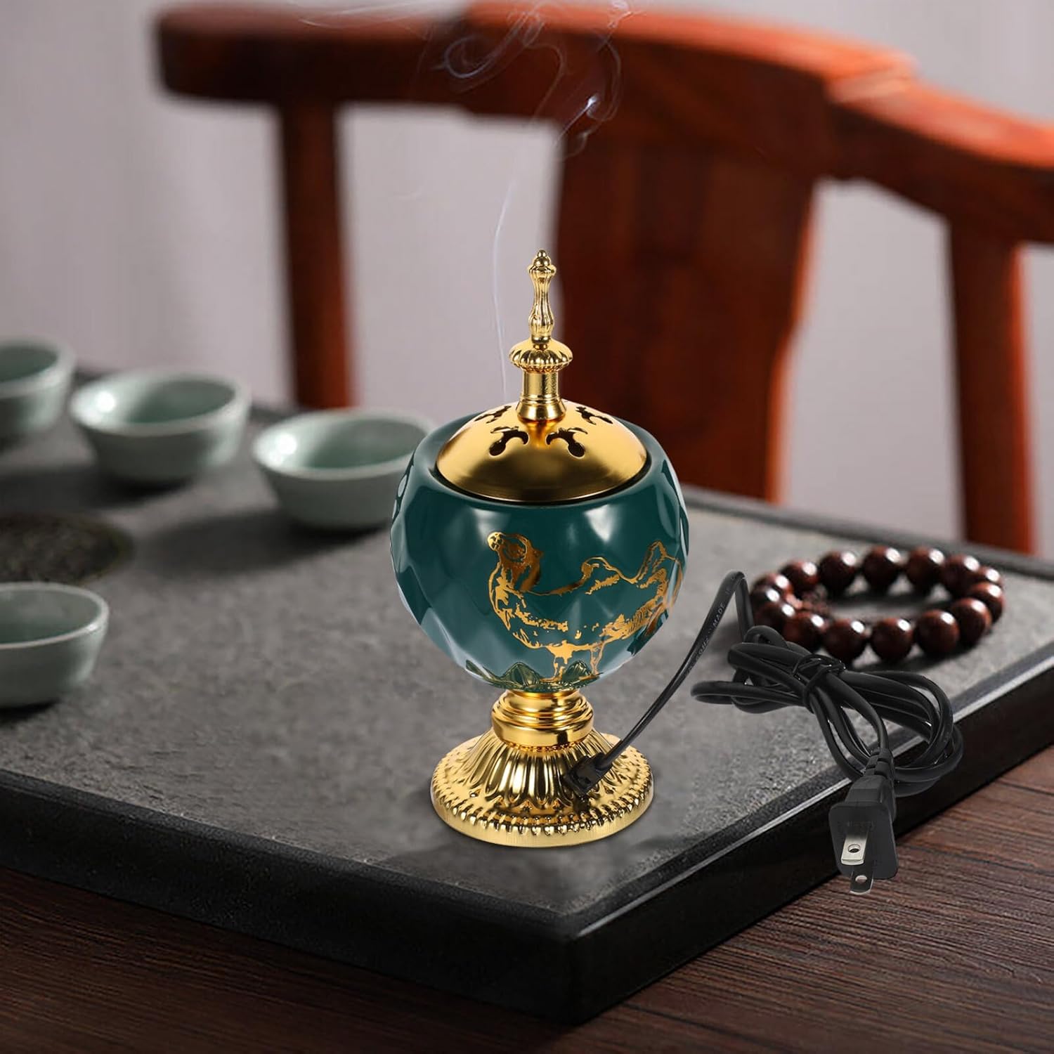 Bakhoor Electric Incense Burner - Green Middle Eastern Style