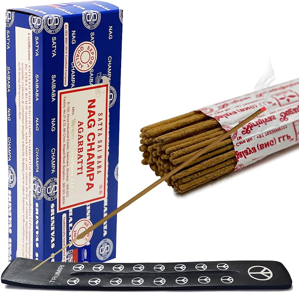 Trumiri Incense Stick Holder Bundle with Nag Champa Incense Sticks