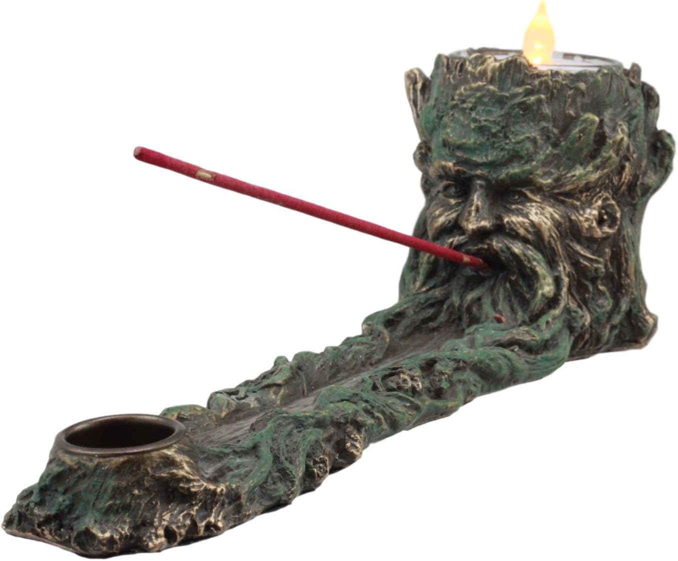 Ebros Mystic Wisteria Greenman Incense Holder Votive Candle Stand