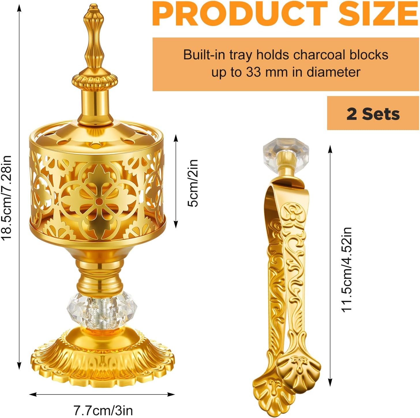 Zonon 2 Set Incense Burner Holder Gold