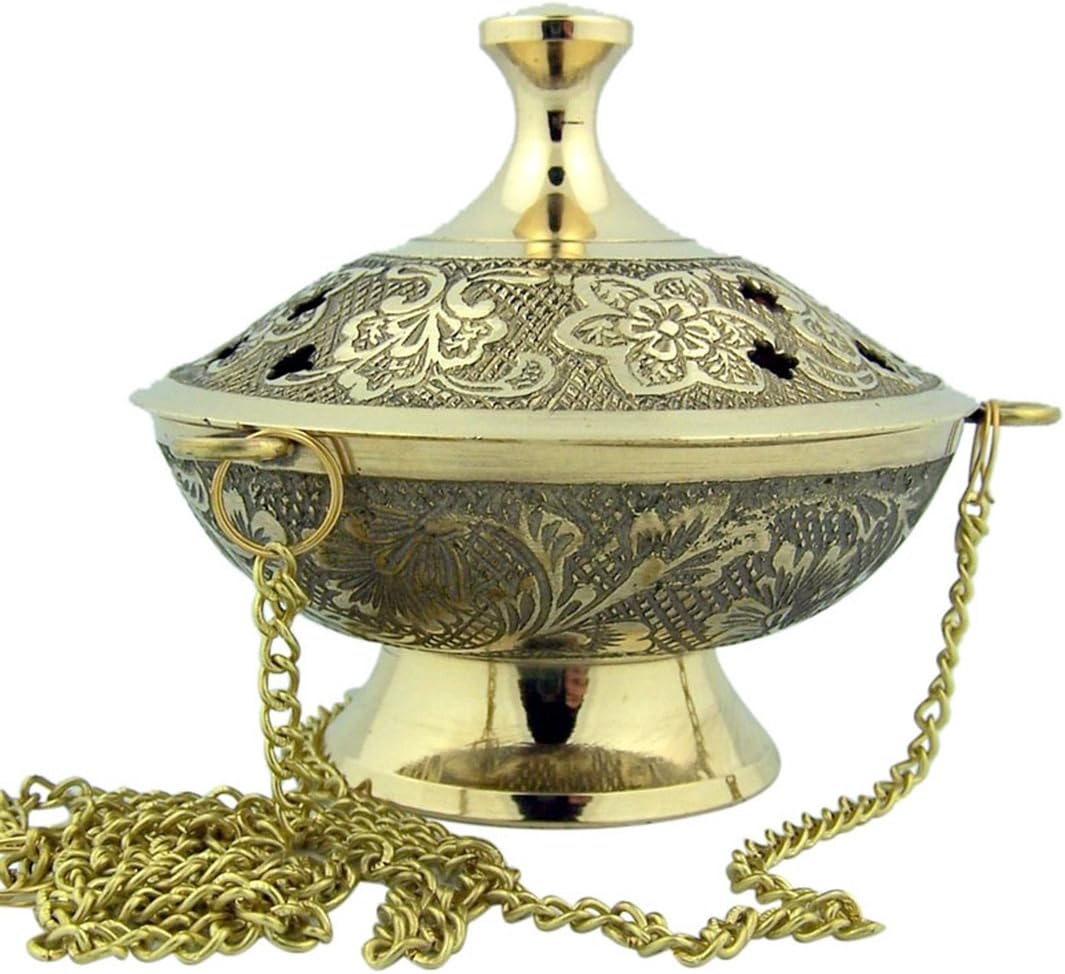 Religious Gifts Gold Plate Over Brass Incense Holder