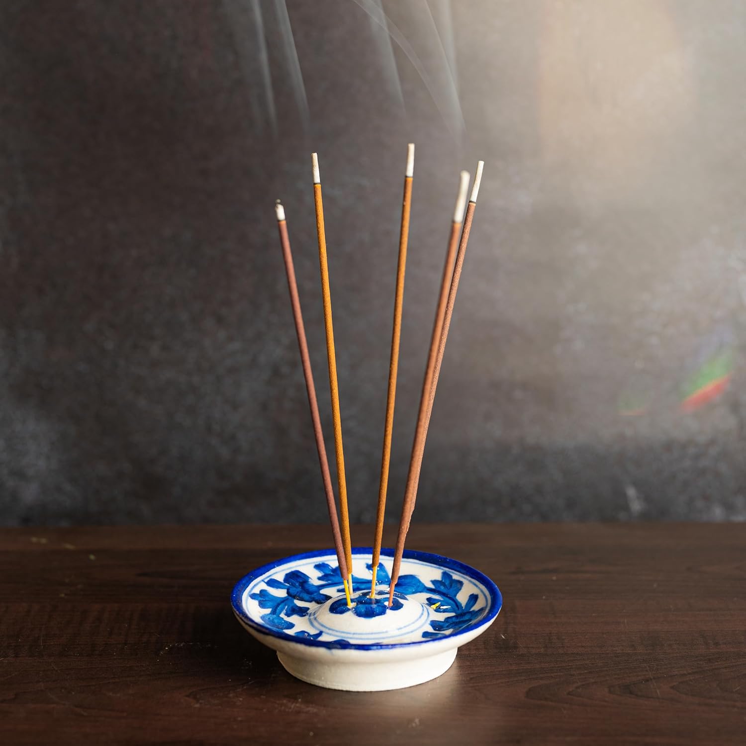 Blue Pottery Agarbatti Stand Ceramic Plate with Holes