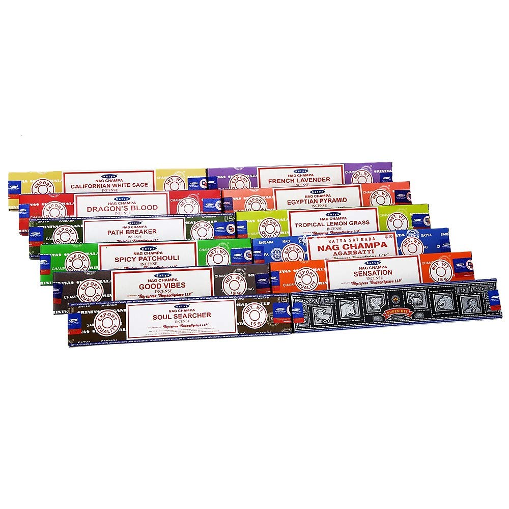 Satya 12 Pack Assorted Incense Sticks 15 Grams