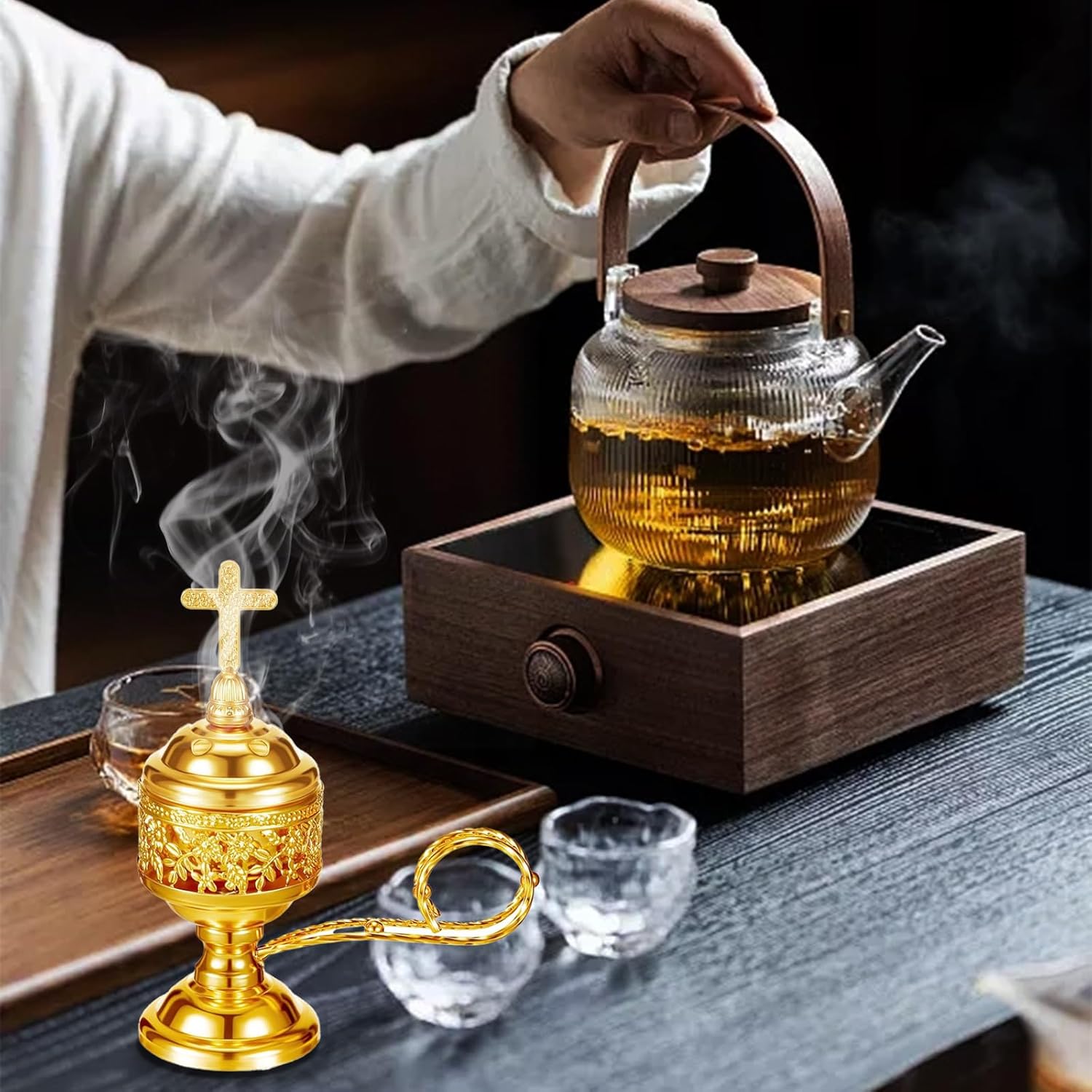 Lemitung Gold Incense Burner with Tong