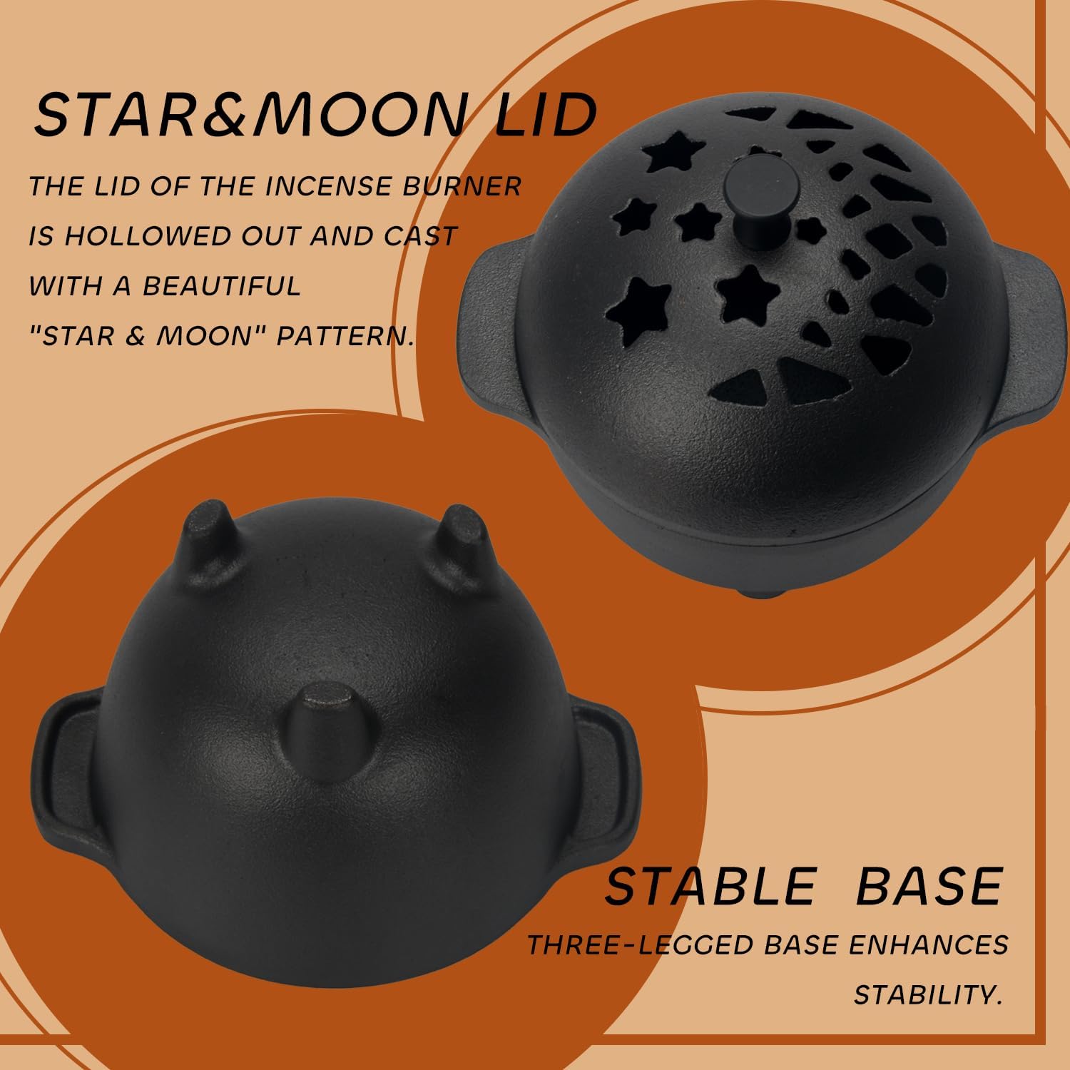 Cast Iron Incense Burner Mini Cauldron for Sage and Charcoal