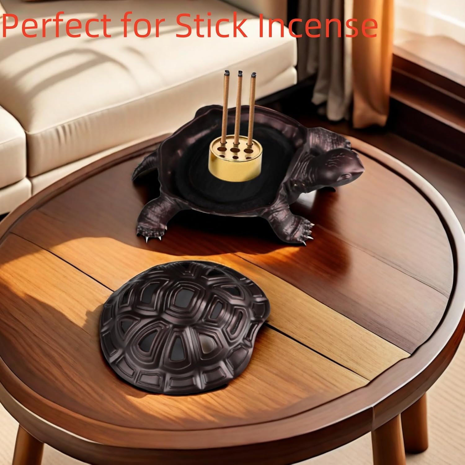 Vintage Metal Turtle Incense Burner with Stick Holder