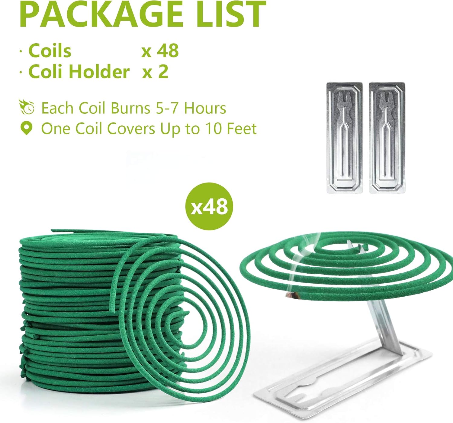 Citronella Incense Coils 48 PCS with 2 Holders for Outdoor Use