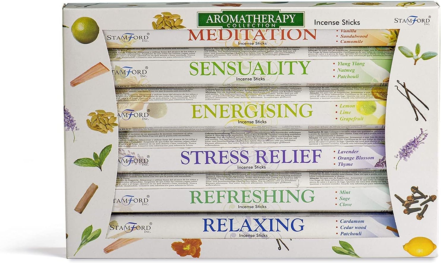 Stamford Premium Aromatherapy Hex Incense Sticks 120 Count Gift Set