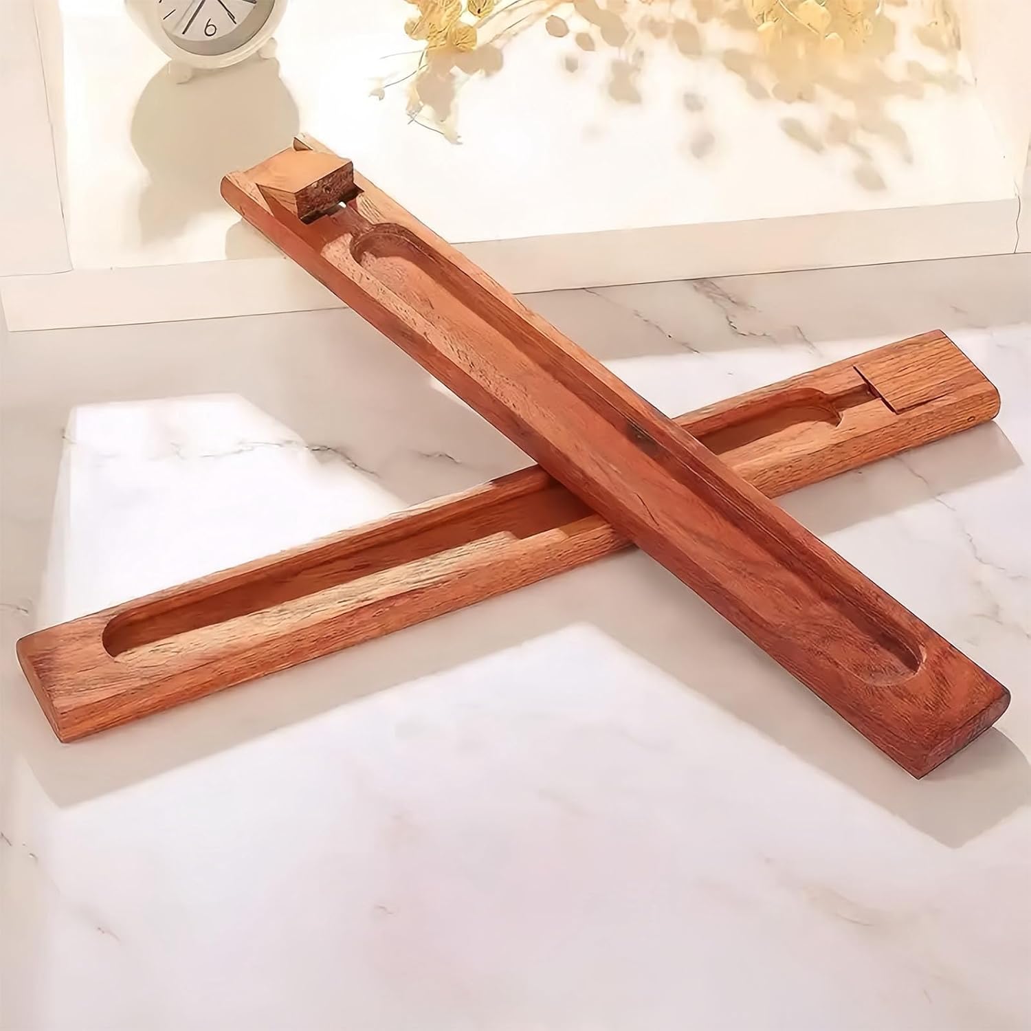 2 Packs Wood Incense Holder with Adjustable Angle and Ash Catcher
