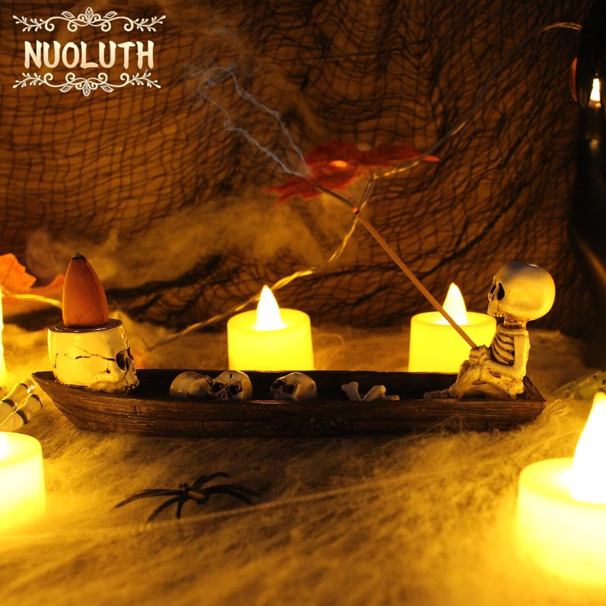 Gothic Skeleton Ship Incense Burner Holder