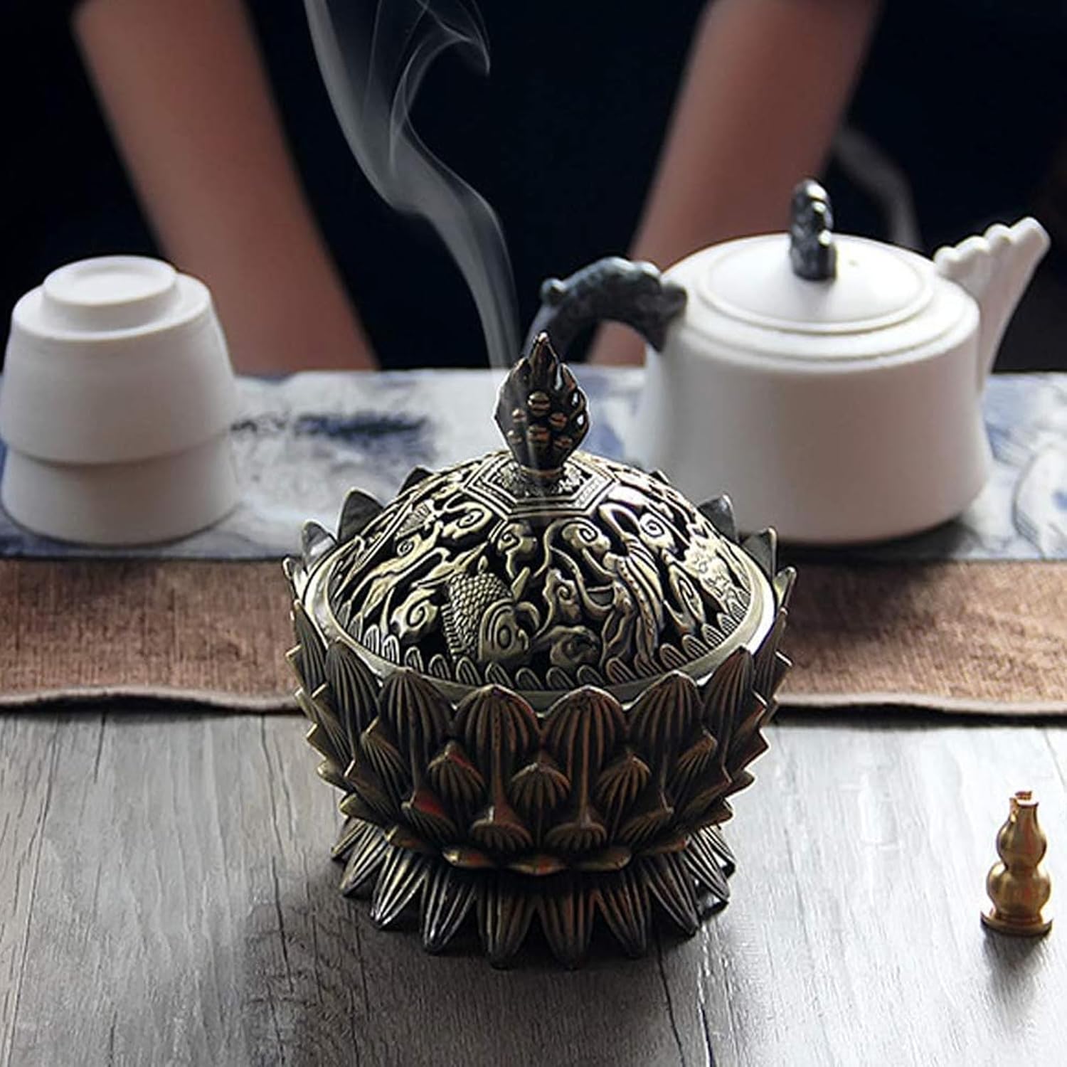 Classic Bronze Lotus Incense Burner Holder