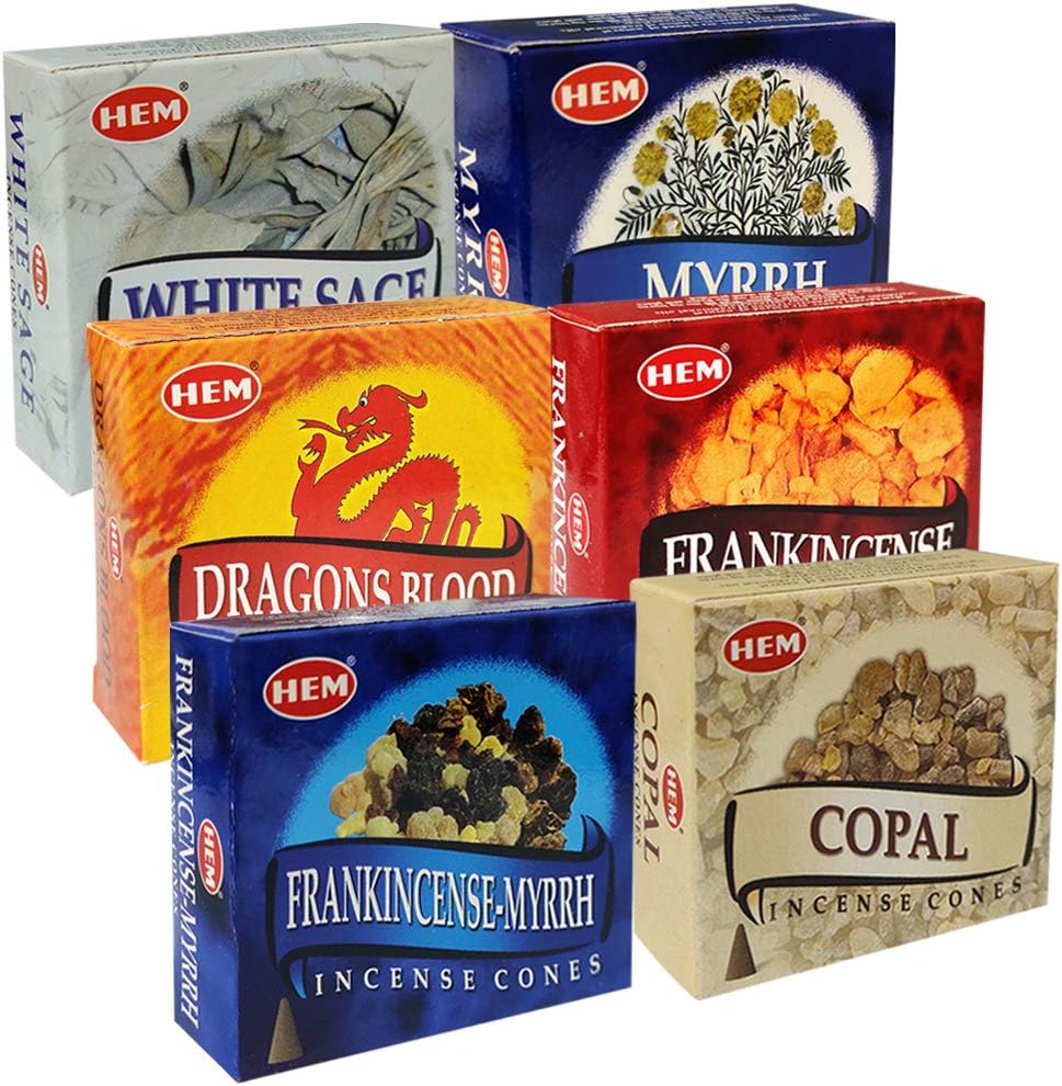 Hem Incense Cones Variety Pack 60 Count with 6 Popular Fragrances