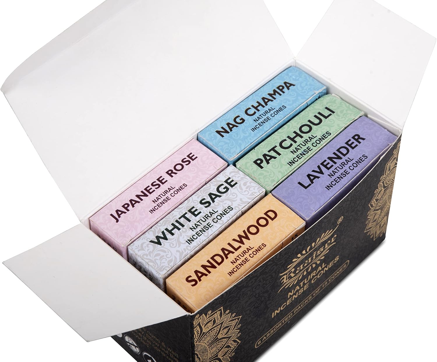 Raajsee Natural Incense Cones Variety Pack 6x15
