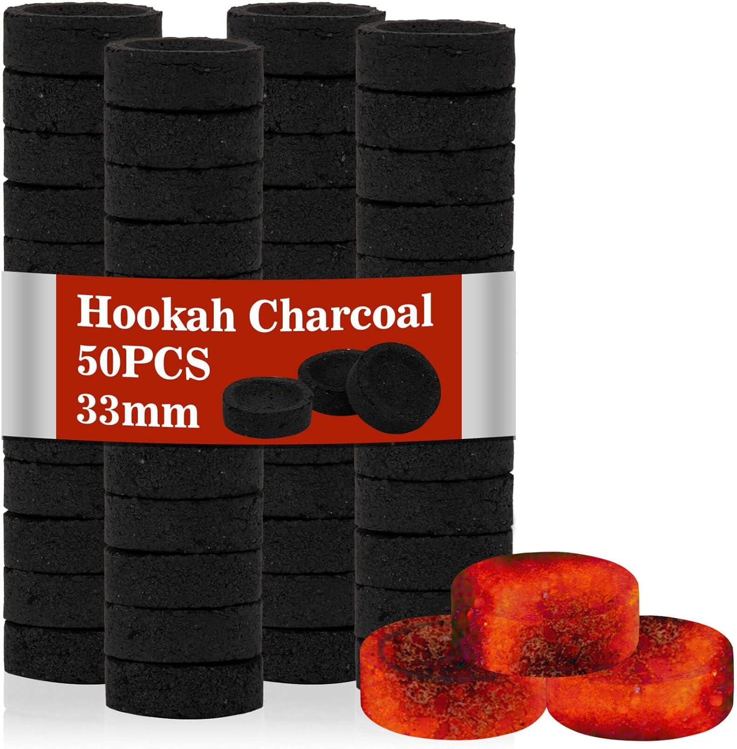 50PCS Incense Charcoal Briquettes - Quick Light Natural Charcoal for Aromatherapy and Resin Burning