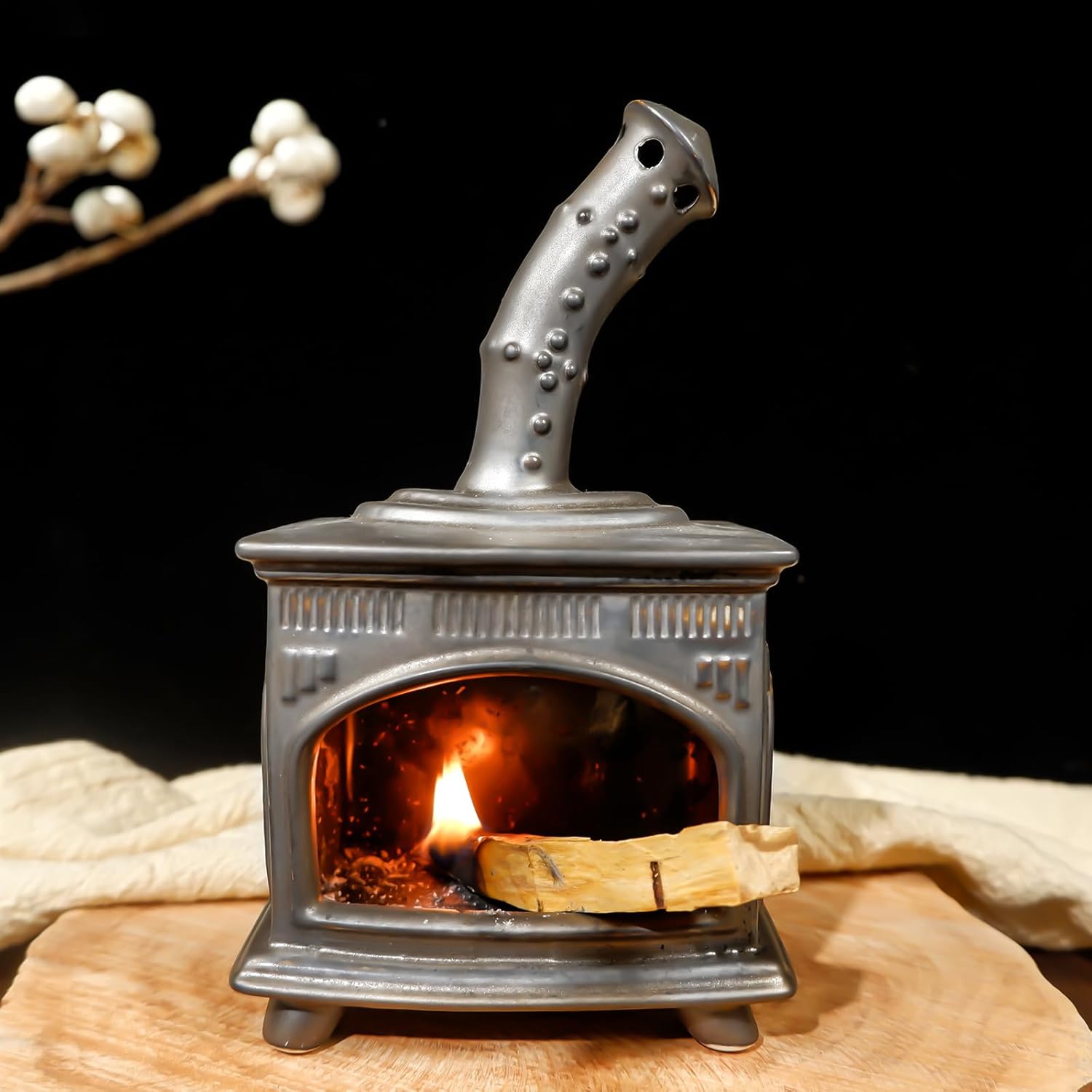 Handmade Ceramic Palo Santo Holder - Fireplace Style
