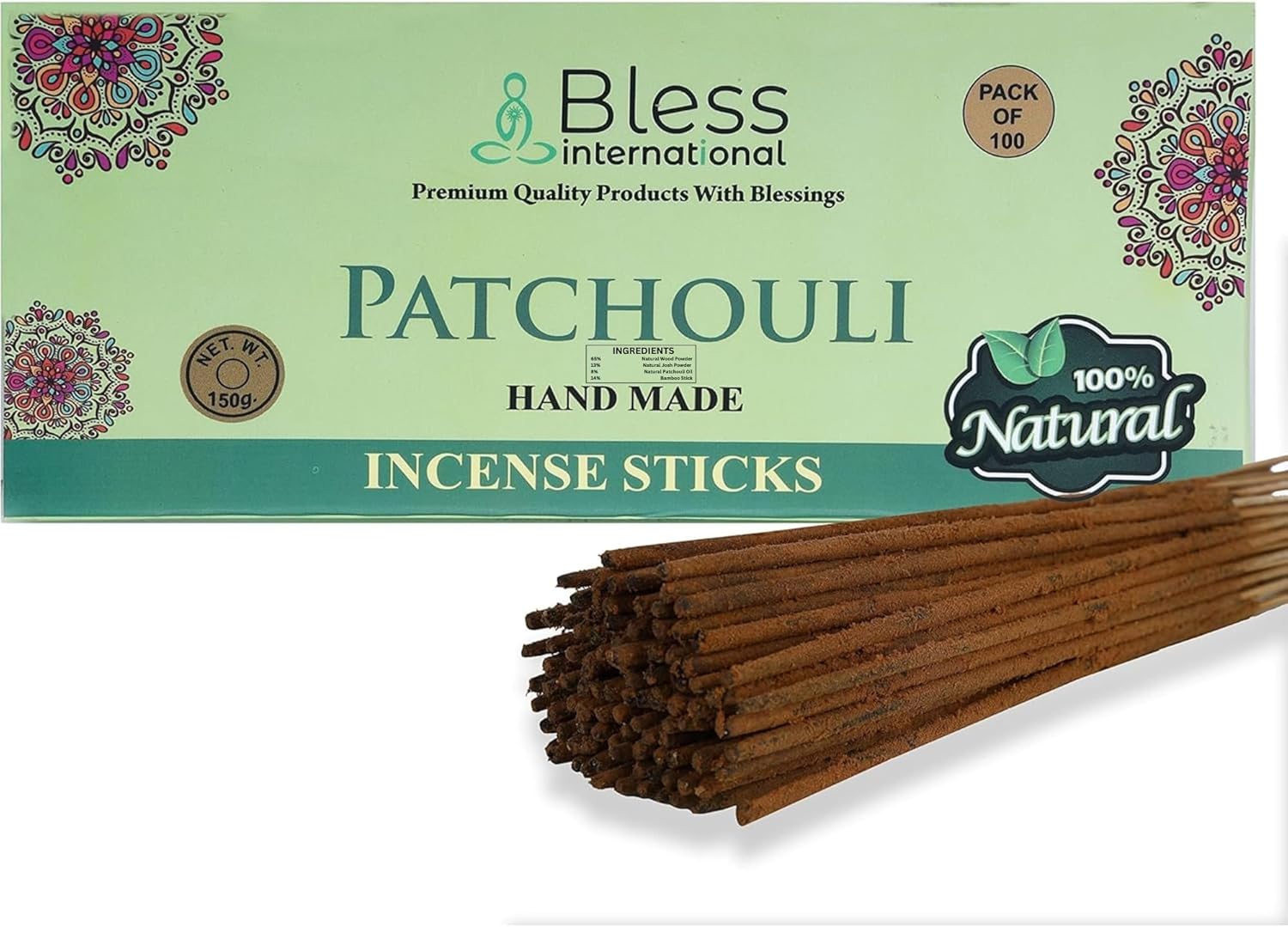 Bless Patchouli 100 Natural Handmade Incense Sticks
