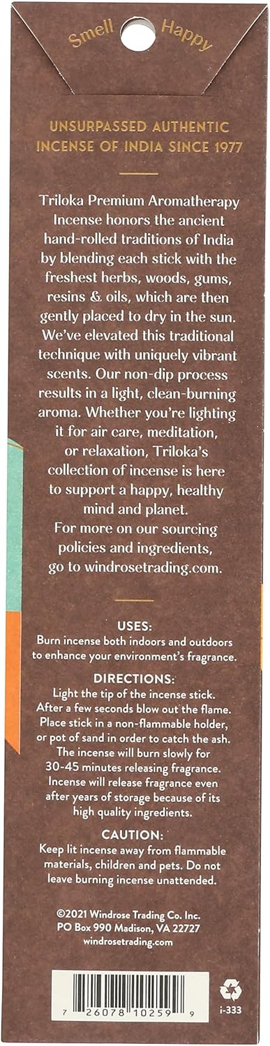 Triloka Premium Incense 10 Sticks Frankincense Myrrh Sandalwood Blend