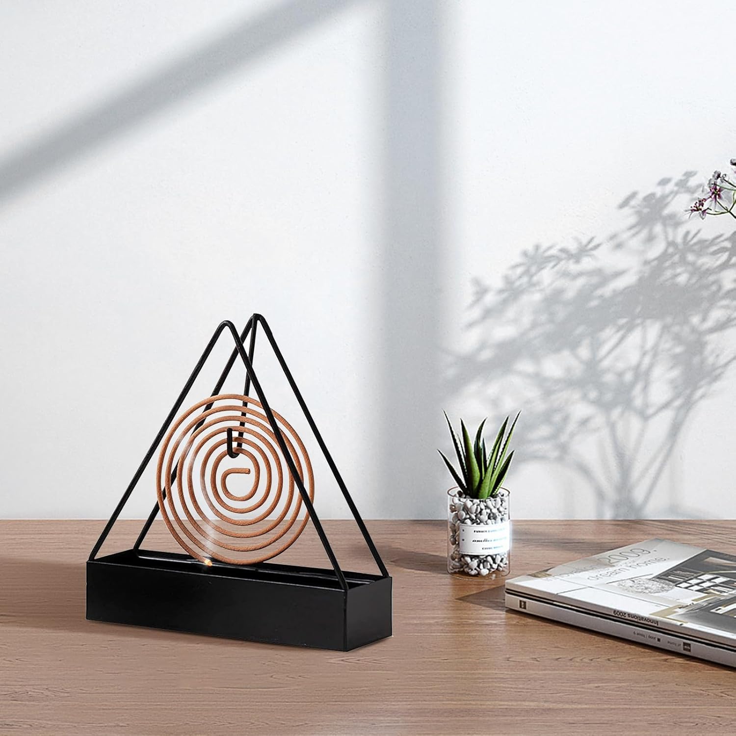 2 Pcs Black Iron Mosquito Coil Holder Ash Catcher Decor