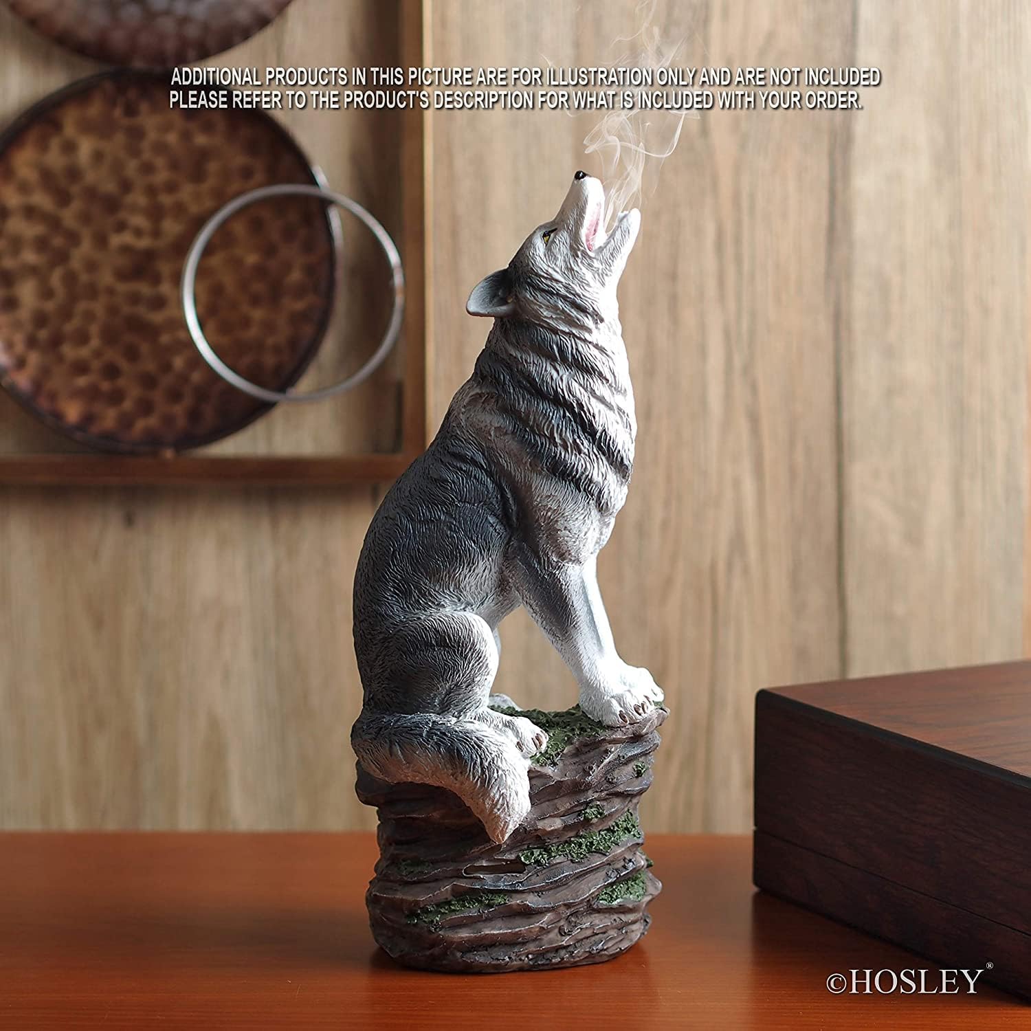 Hosley Resin Wolf Incense Burner 12 Inch