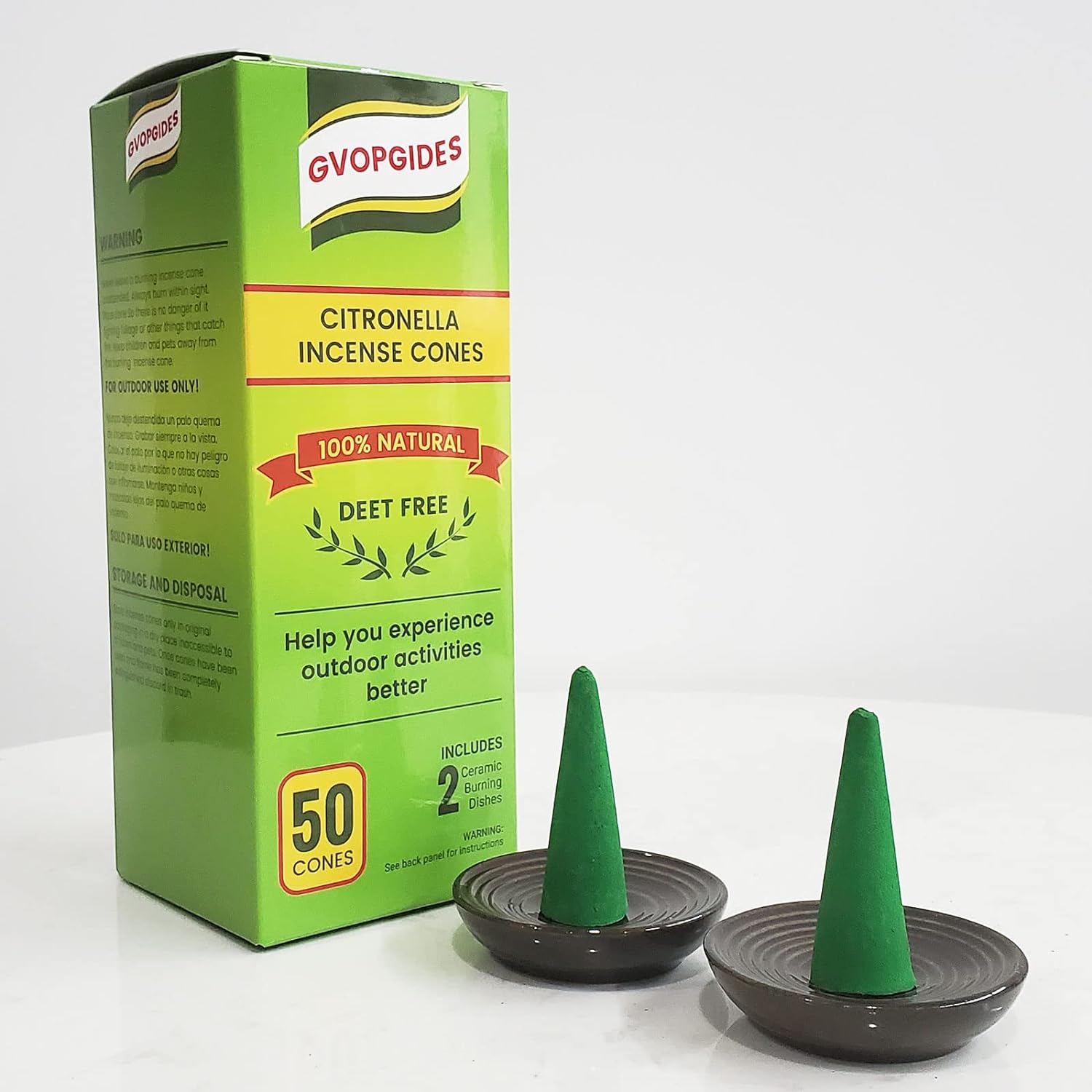 Citronella Incense Cones 50pcs with 2 Ceramic Dishes