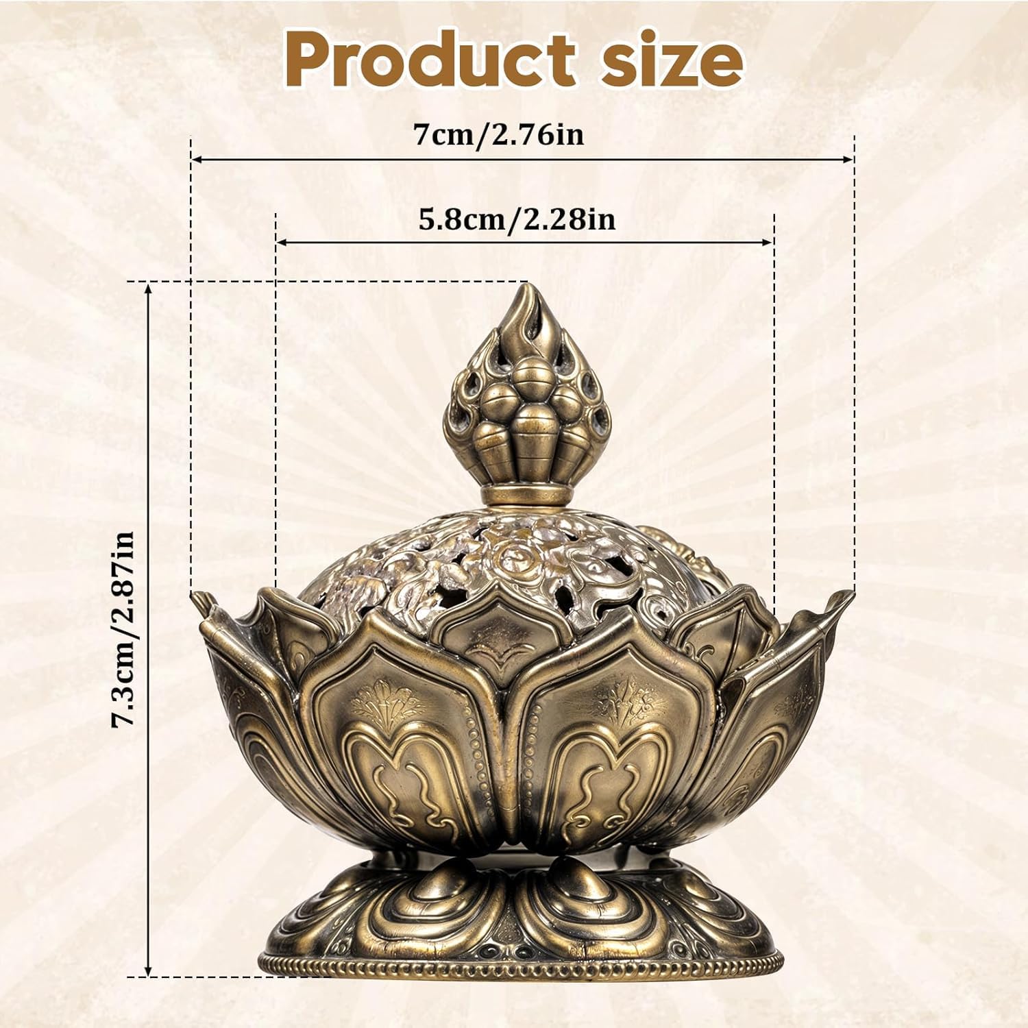 Classic Lotus Incense Burner Holder for Home Office Meditation