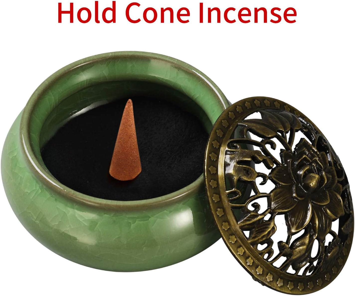Miupoo Brass Incense Holder Ceramic Censer with Stand