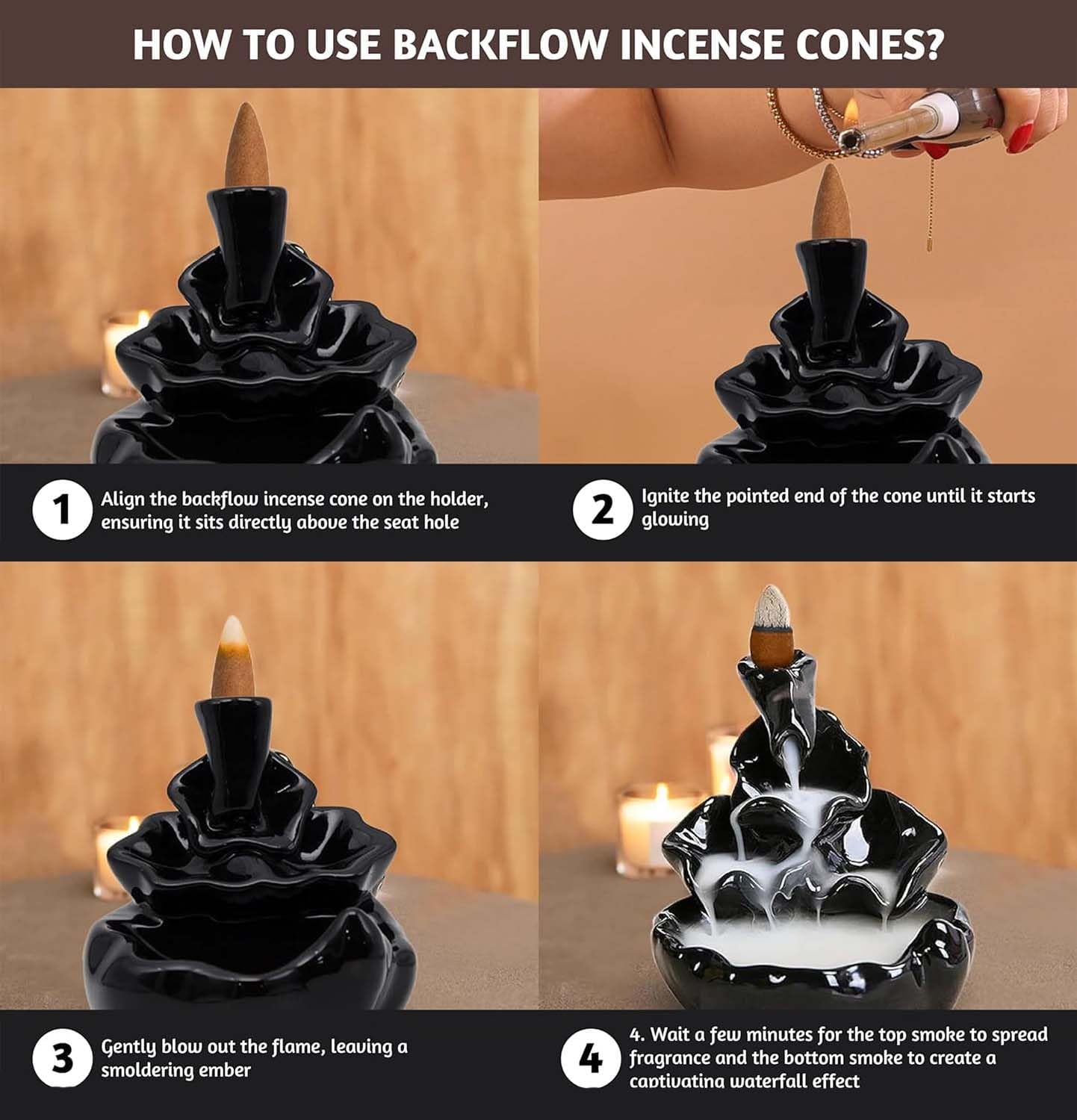 Folkulture Fall Backflow Incense Cones Set of 6