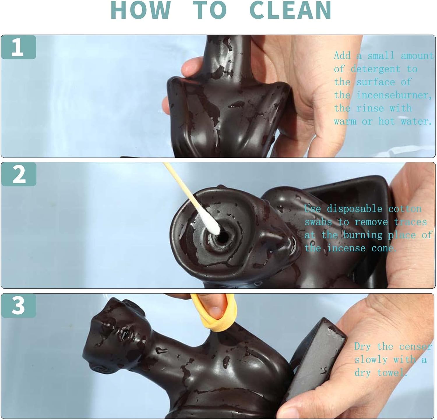 YYW Backflow Incense Holder Waterfall Aromatherapy Ornament Black
