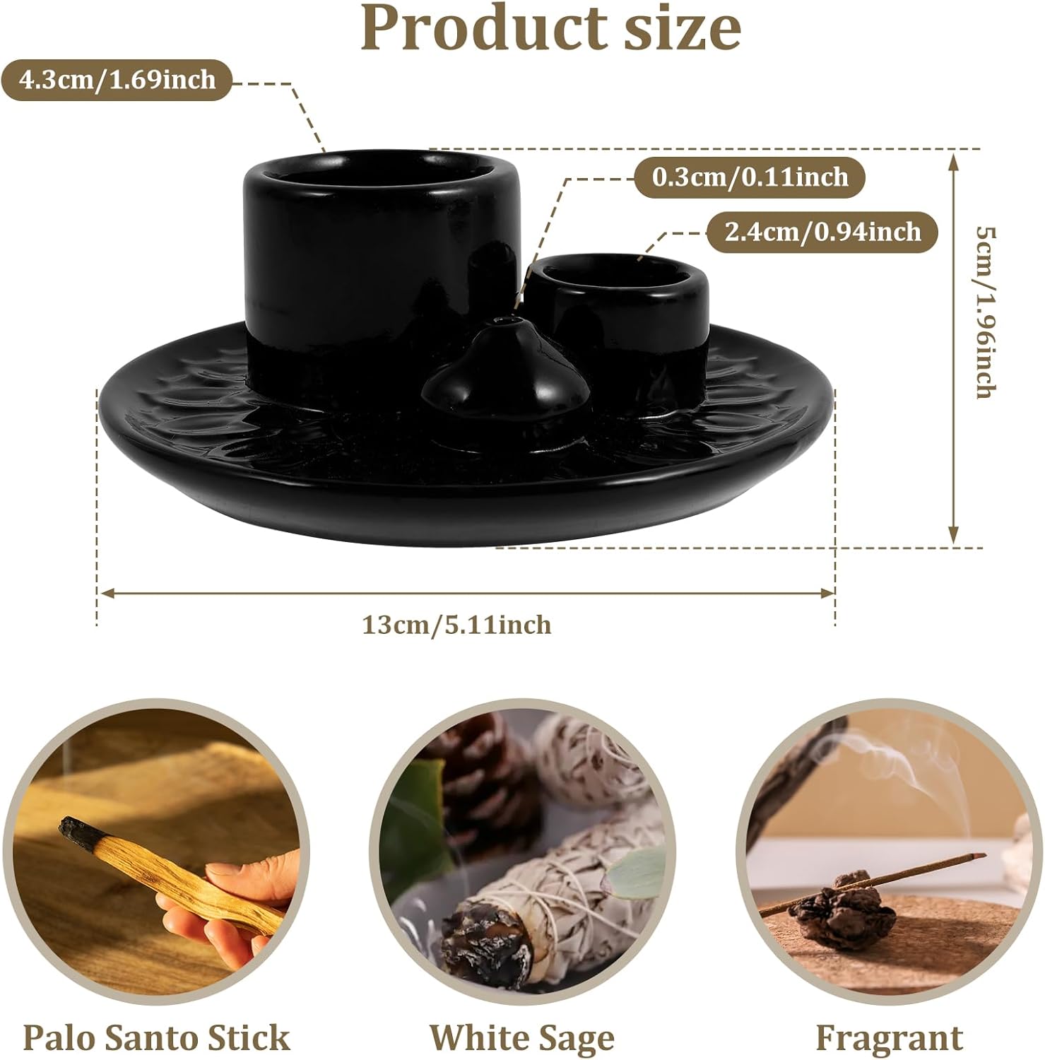 Ceramic Palo Santo Sticks Holder 4 in 1 Burner Tray 1